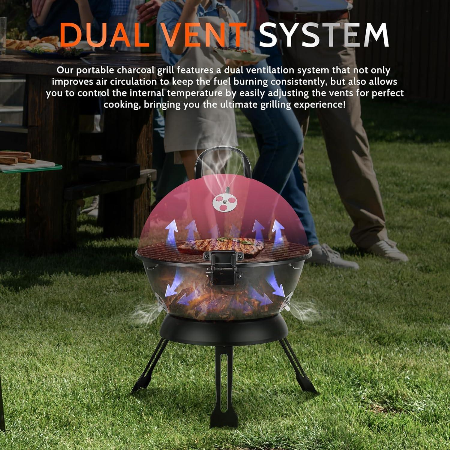 Parrilla Portátil MAISON BACKYARDS 35.5 cm Carbón Rosa