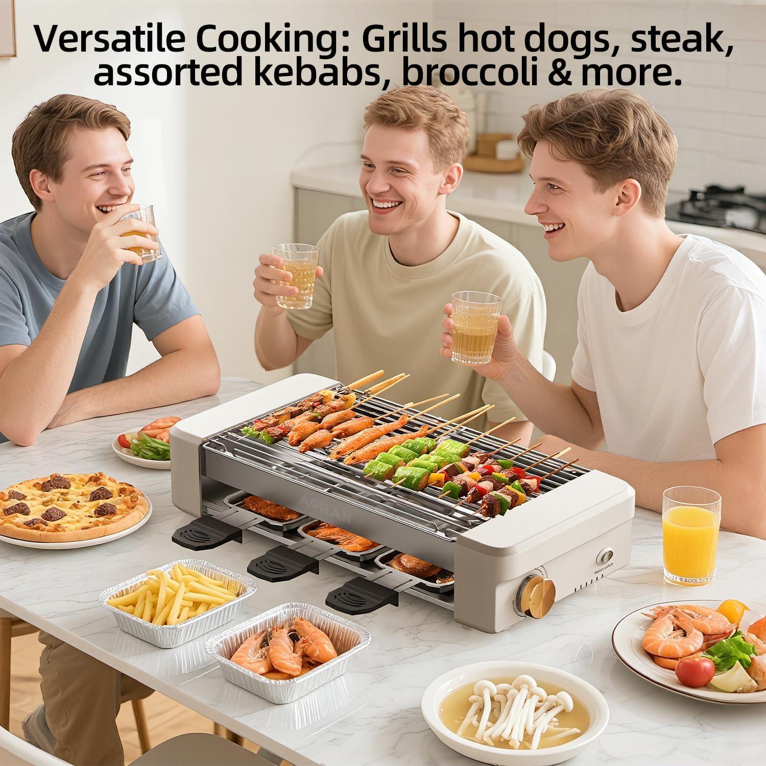 Parrilla Eléctrica Sin Humo AORAN 800W Antiadherente 34x21cm