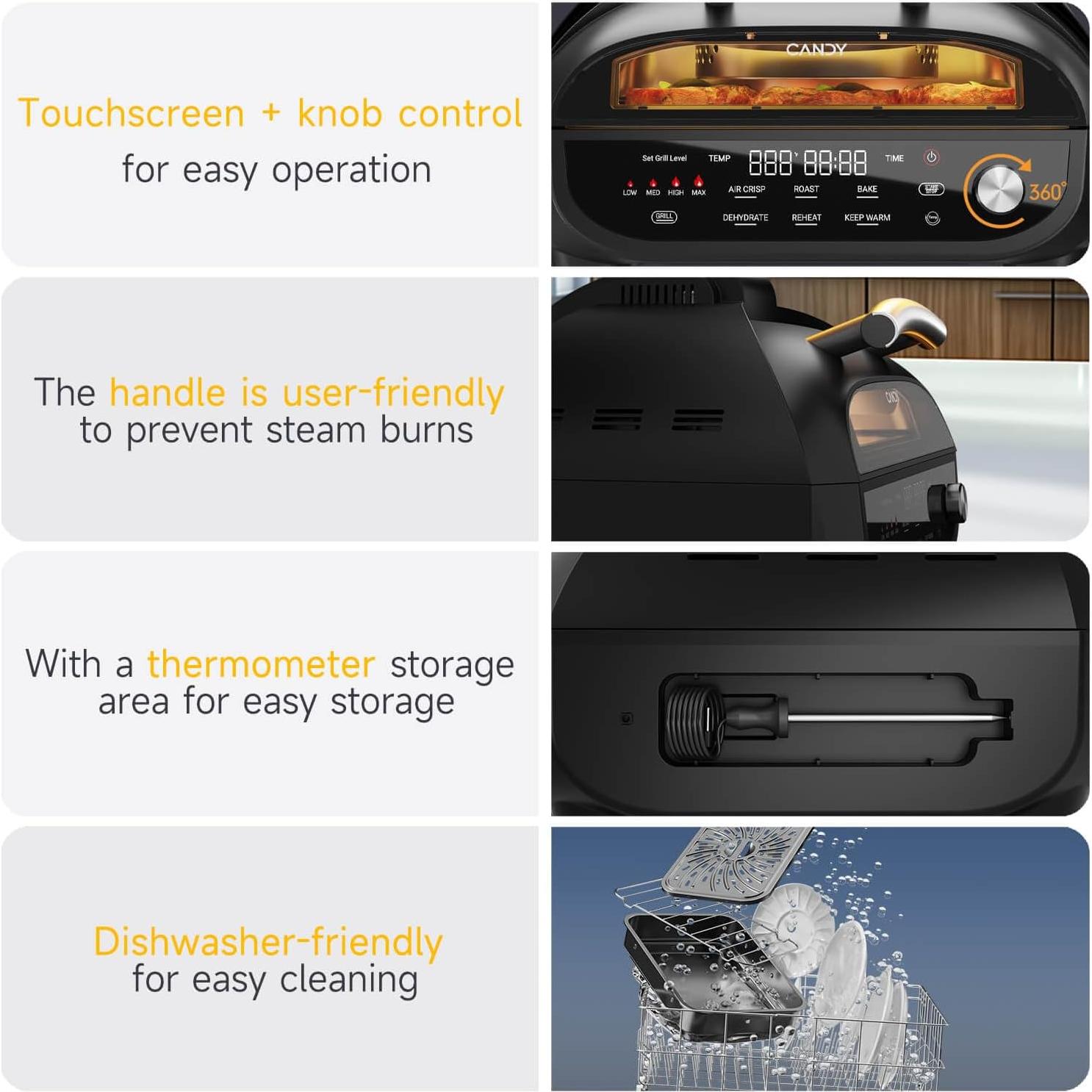 Parrilla y Freidora de Aire Candy CAF-502 5.2 QT Digital 7 en 1