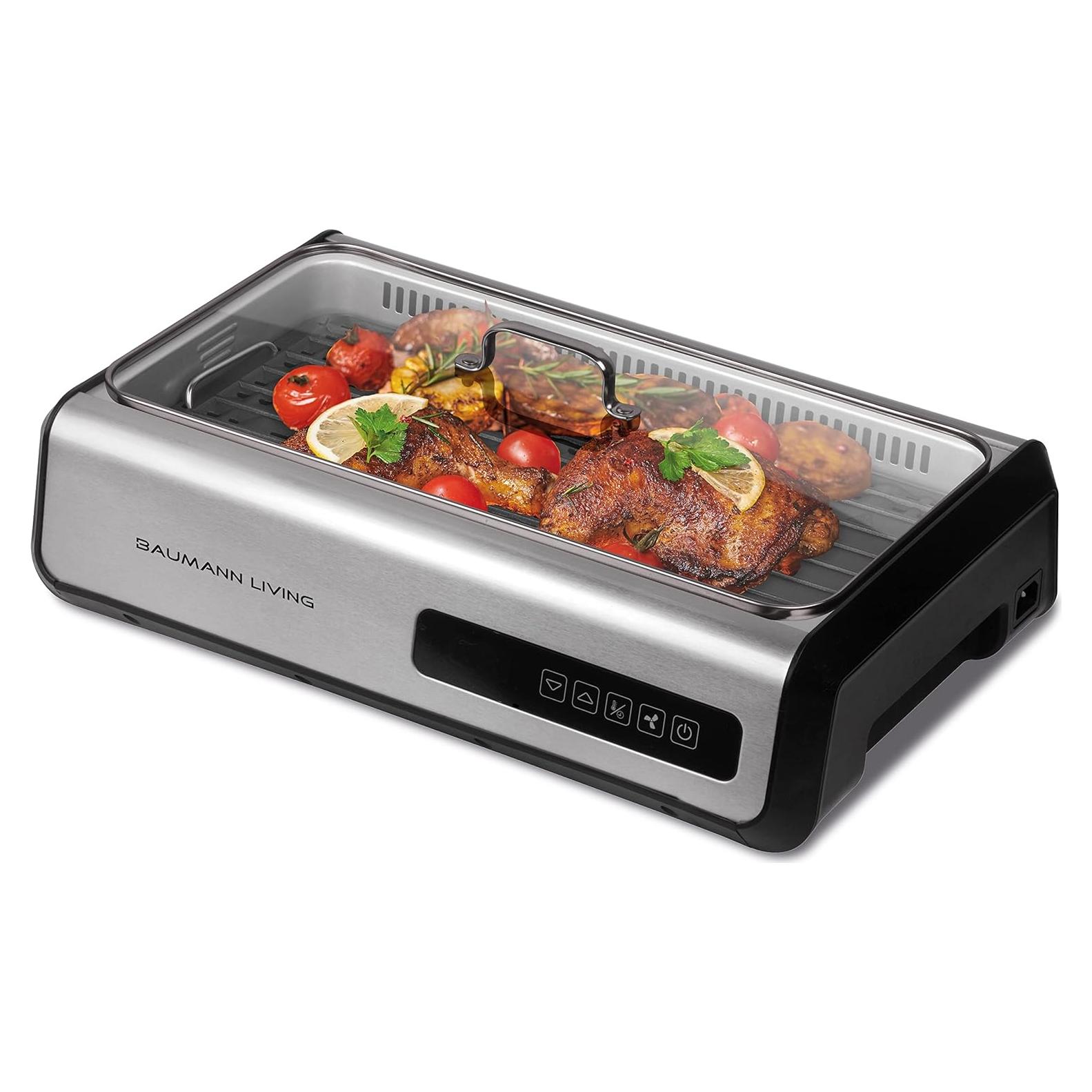 Parrilla Sin Humo 1500W Baumann Living con Pantalla Táctil LED