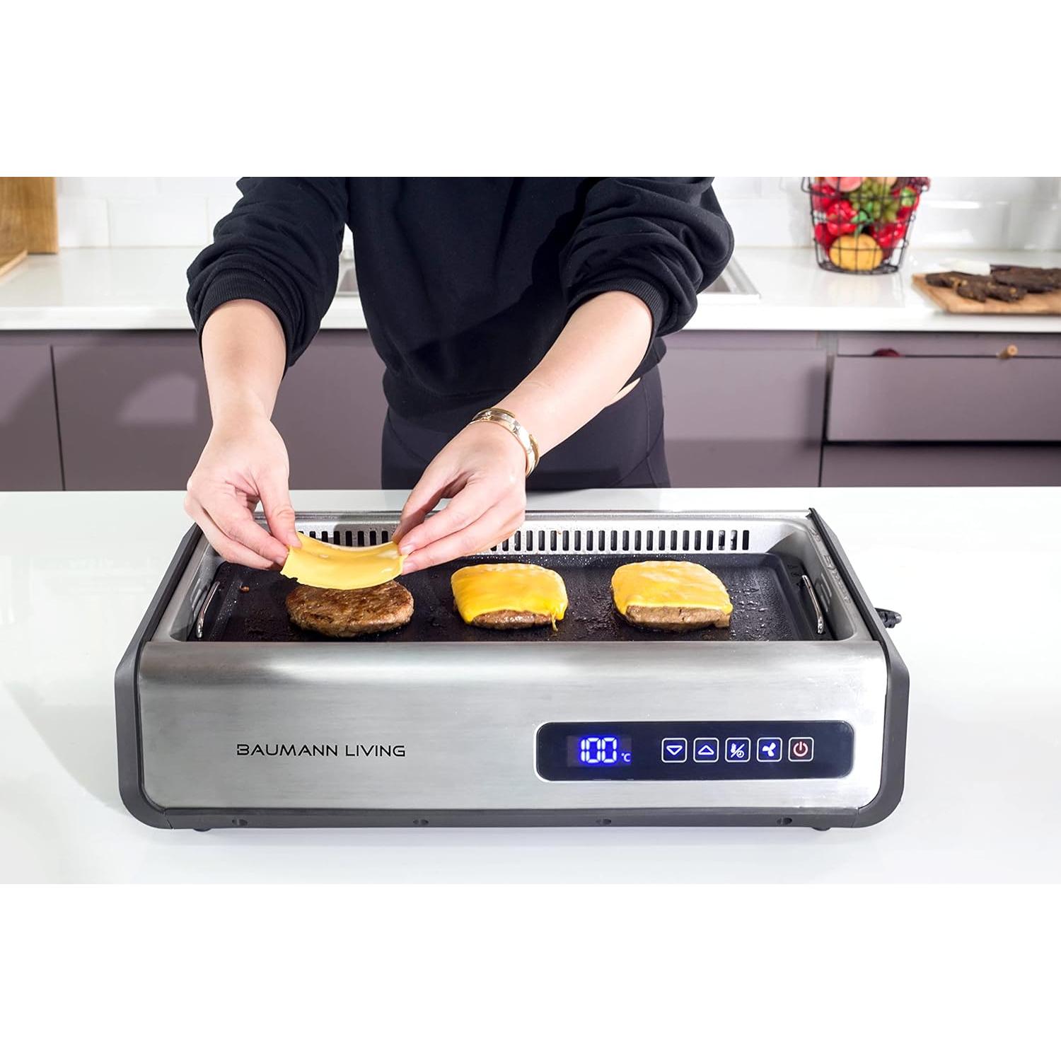 Parrilla Sin Humo 1500W Baumann Living con Pantalla Táctil LED