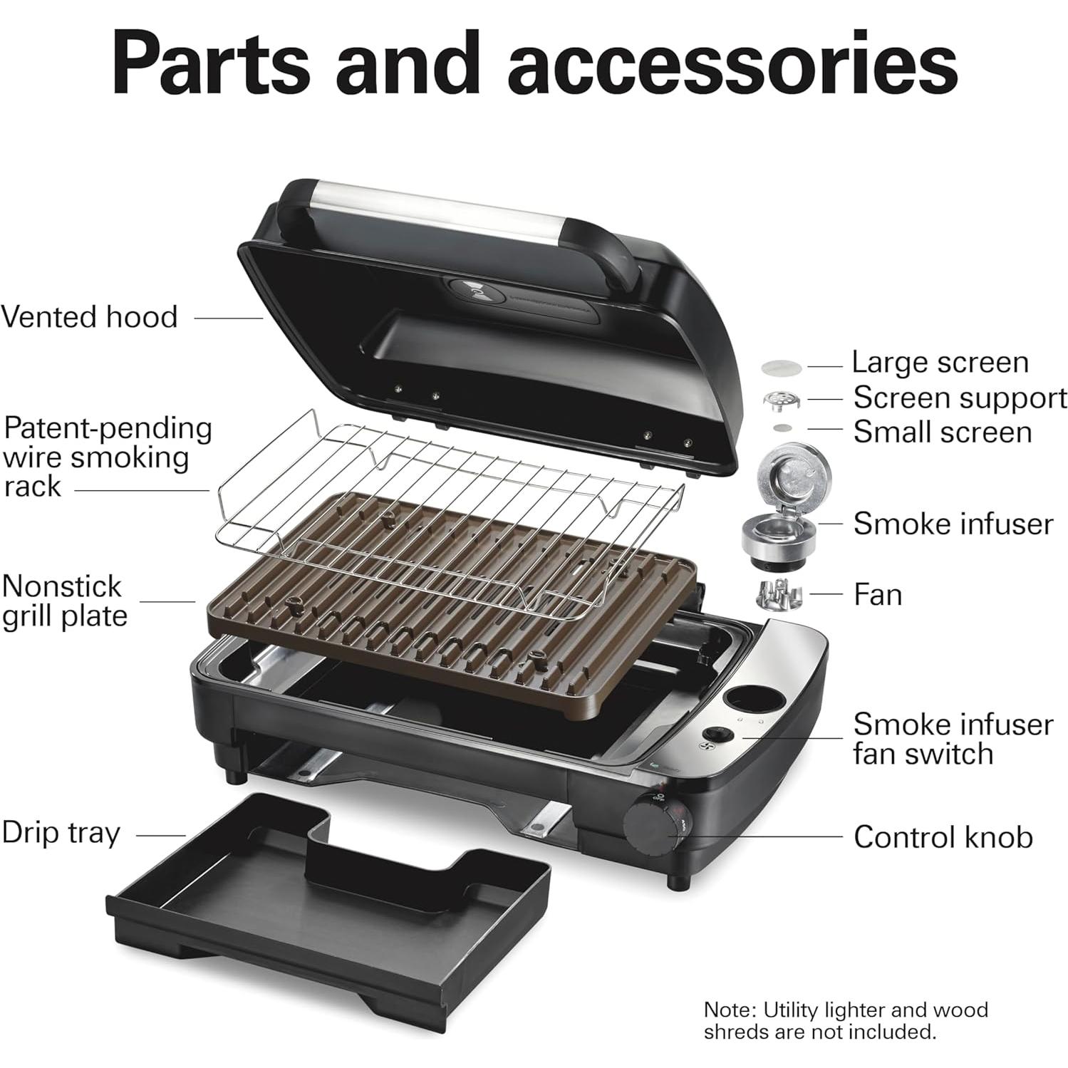 Parrilla Eléctrica Interior Hamilton Beach 25375 con Infusor de Humo