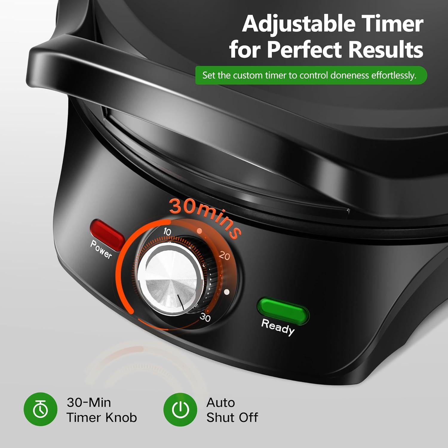 Plancha eléctrica 1500W KEINVE 2 en 1 con temporizador 30cm