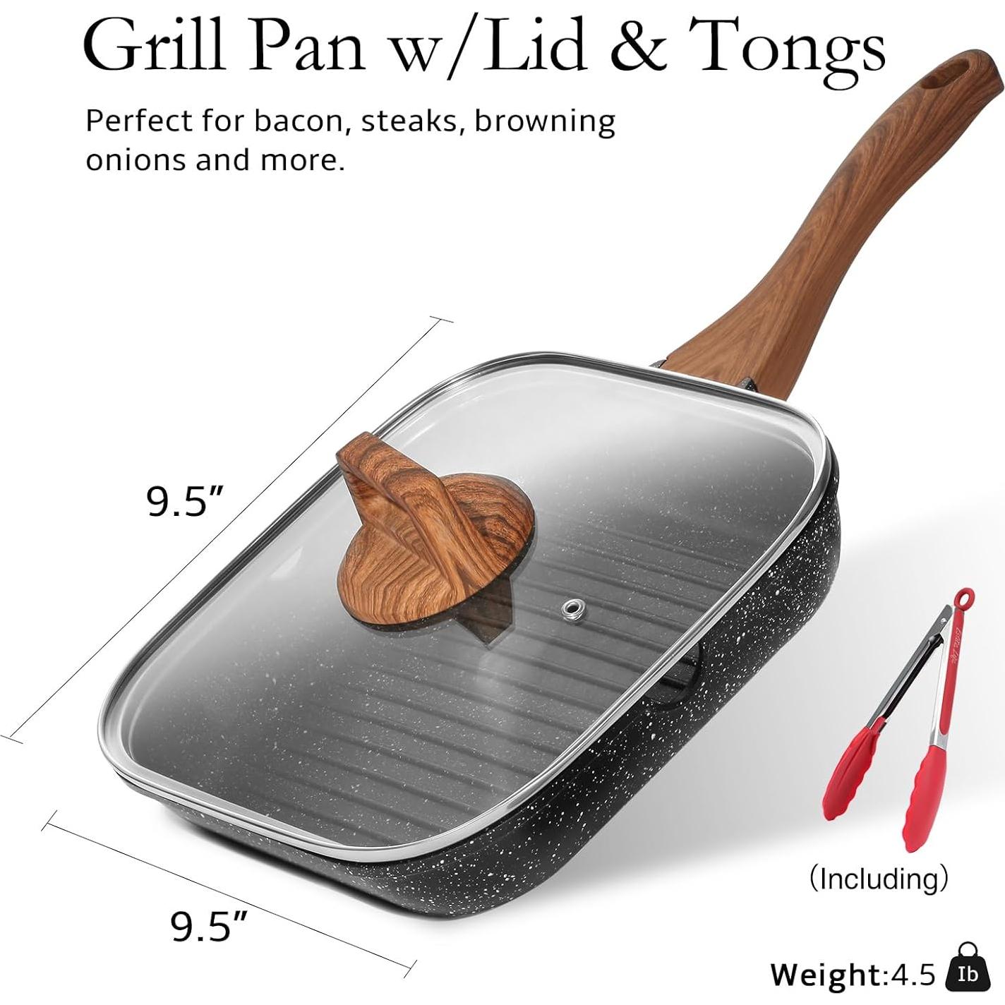 Sartén Grill Antiadherente ESLITE LIFE 24 cm con Tapa