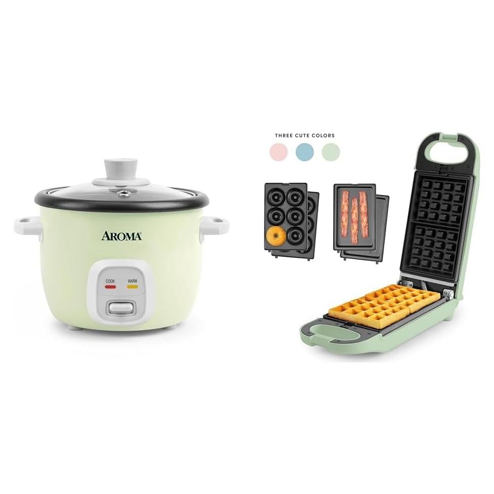 Cocedor de Arroz y Waffle Maker AROMA 4 Tazas 3-en-1