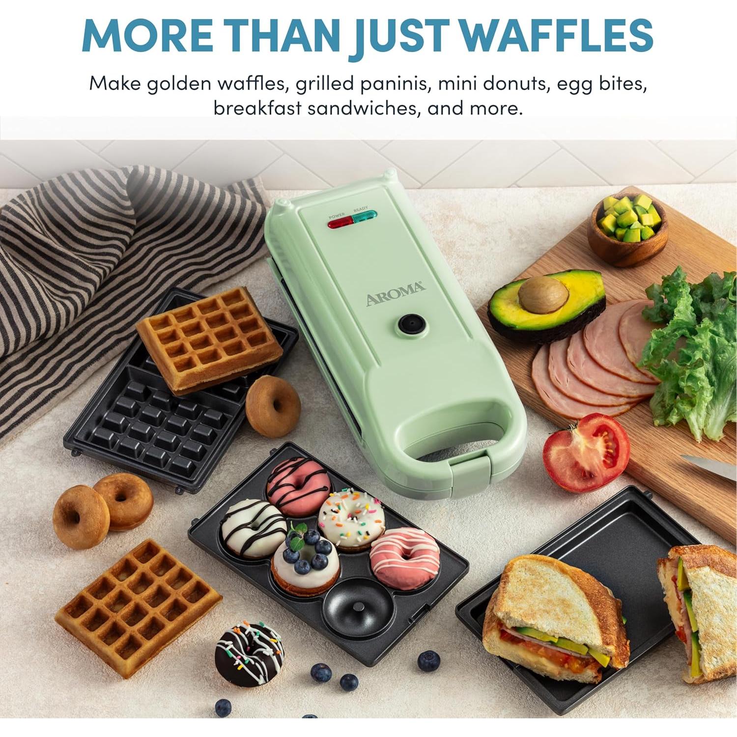 Cocedor de Arroz y Waffle Maker AROMA 4 Tazas 3-en-1
