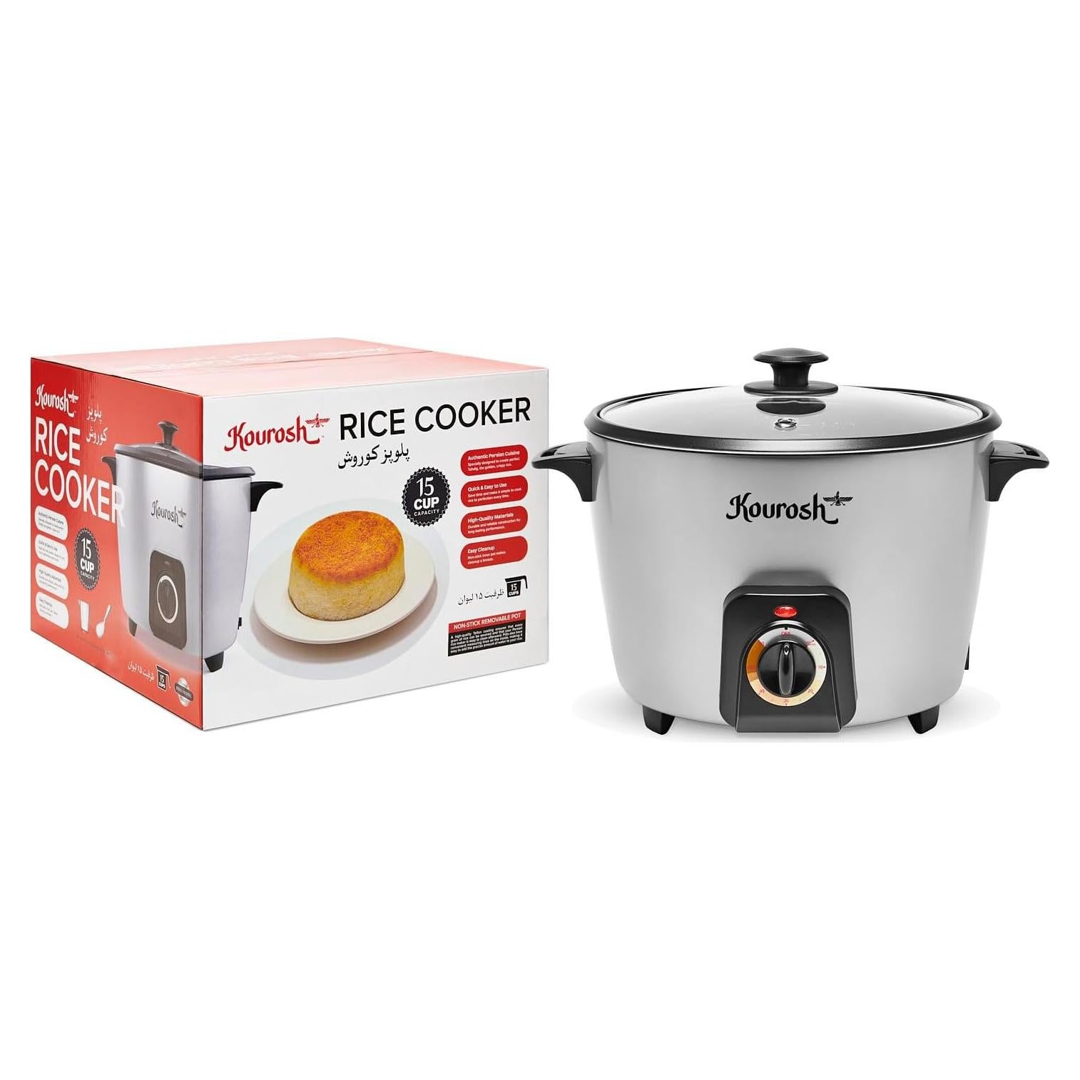 Olla Arrocera Automática YEDI KOUROSH 15 Tazas Acero Inoxidable