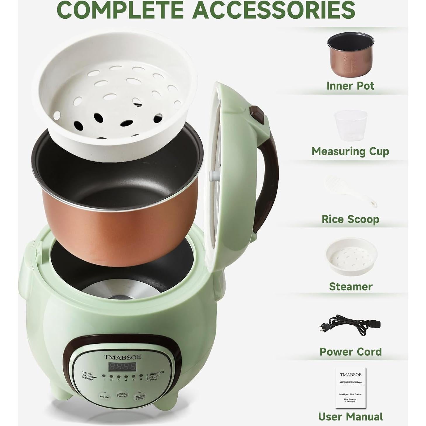 Olla Arrocera Eléctrica TMABSOE TH-1.6L 6 Tazas Verde