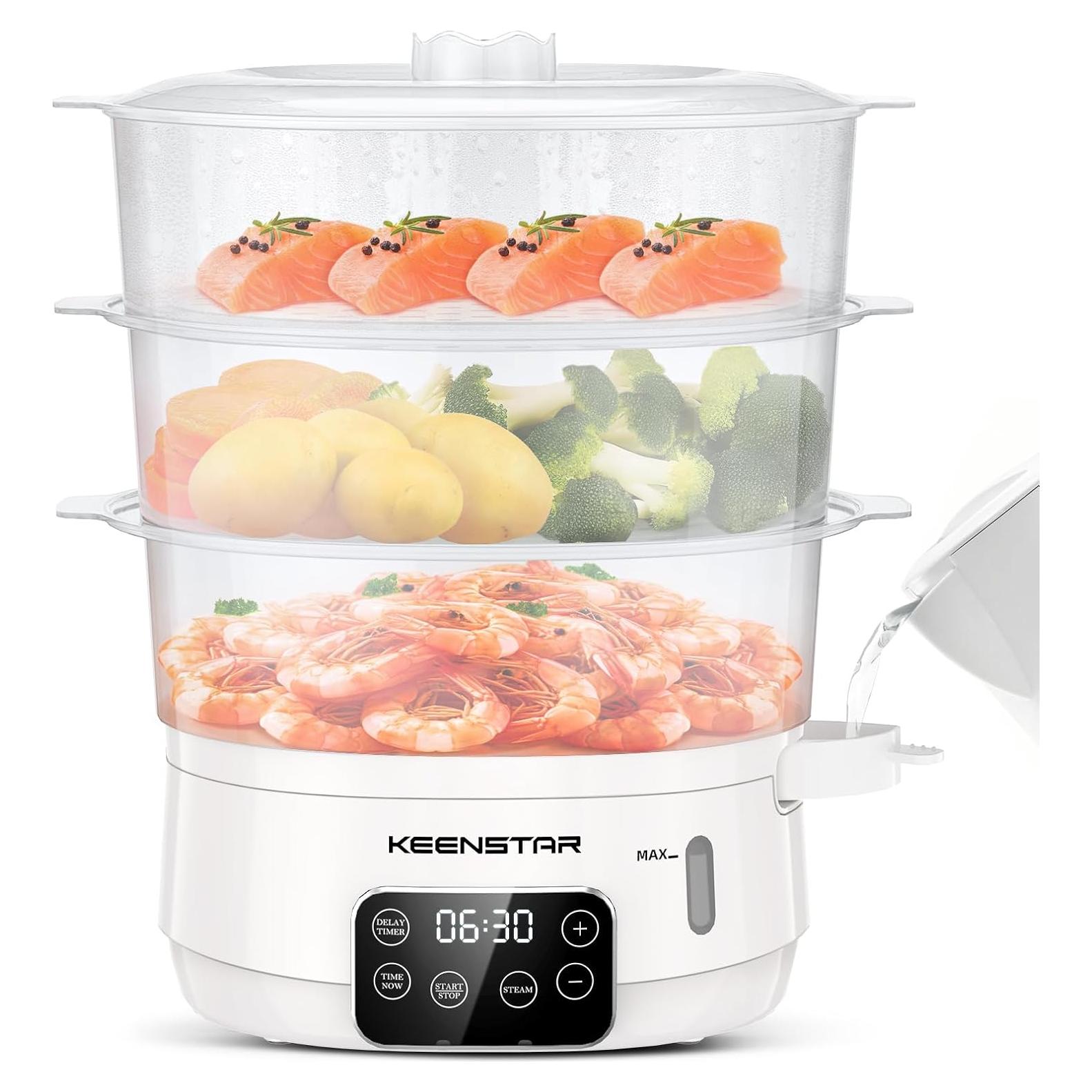 Vaporera Eléctrica KEENSTAR 13.7QT Programable 800W Blanca
