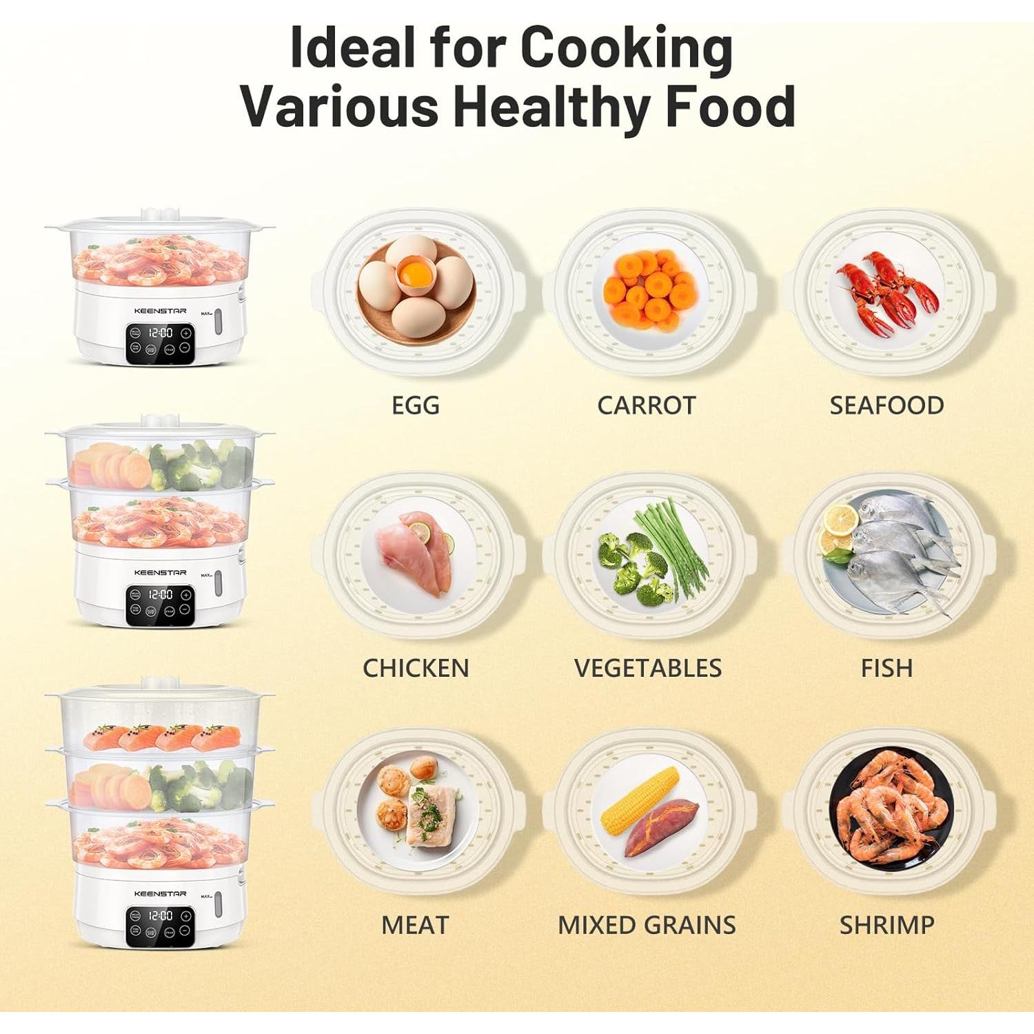 Vaporera Eléctrica KEENSTAR 13.7QT Programable 800W Blanca