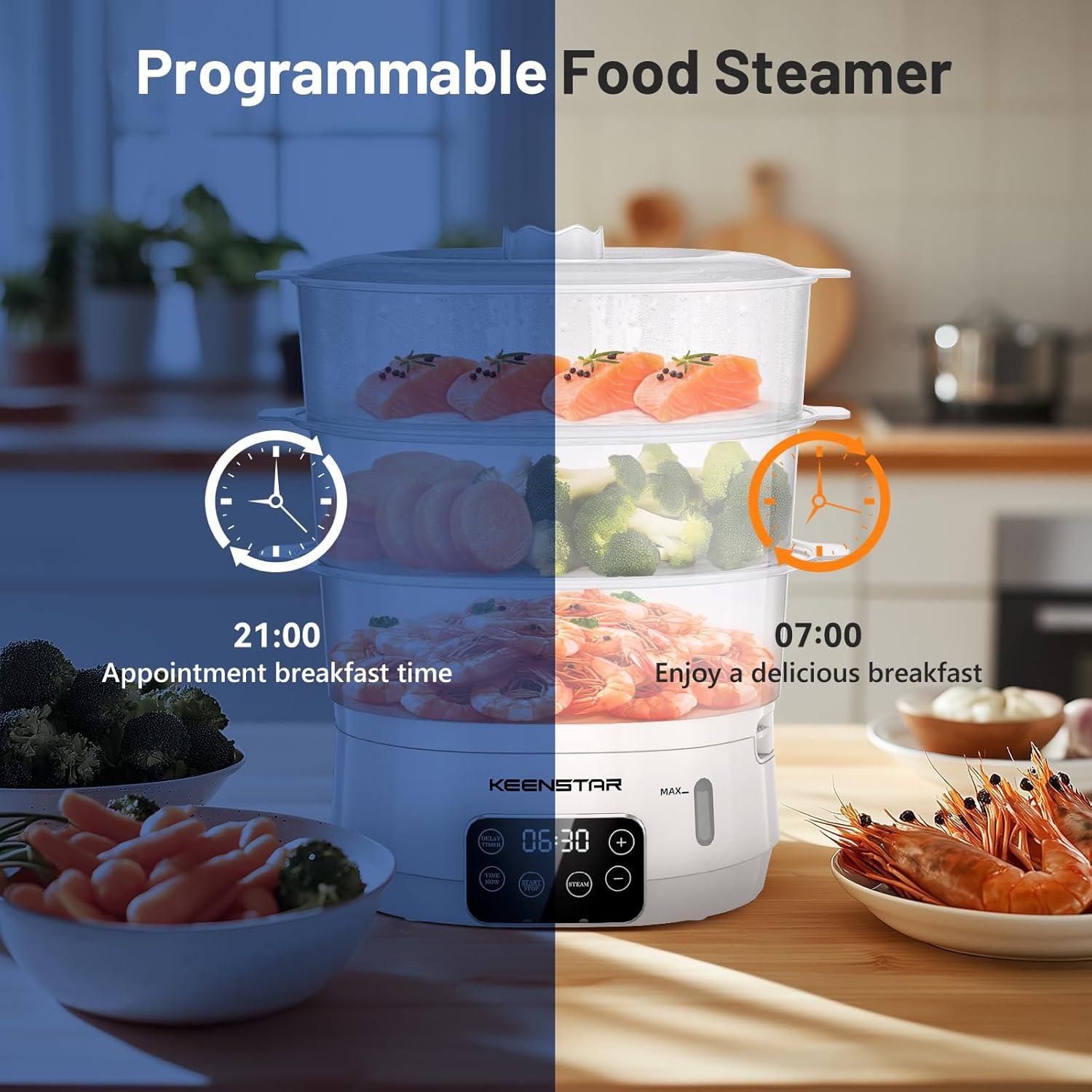 Vaporera Eléctrica KEENSTAR 13.7QT Programable 800W Blanca