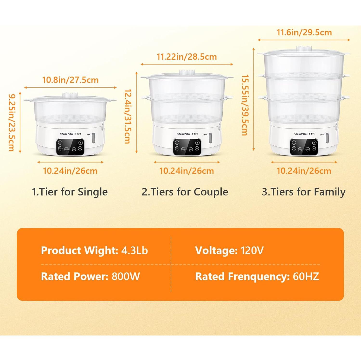 Vaporera Eléctrica KEENSTAR 13.7QT Programable 800W Blanca