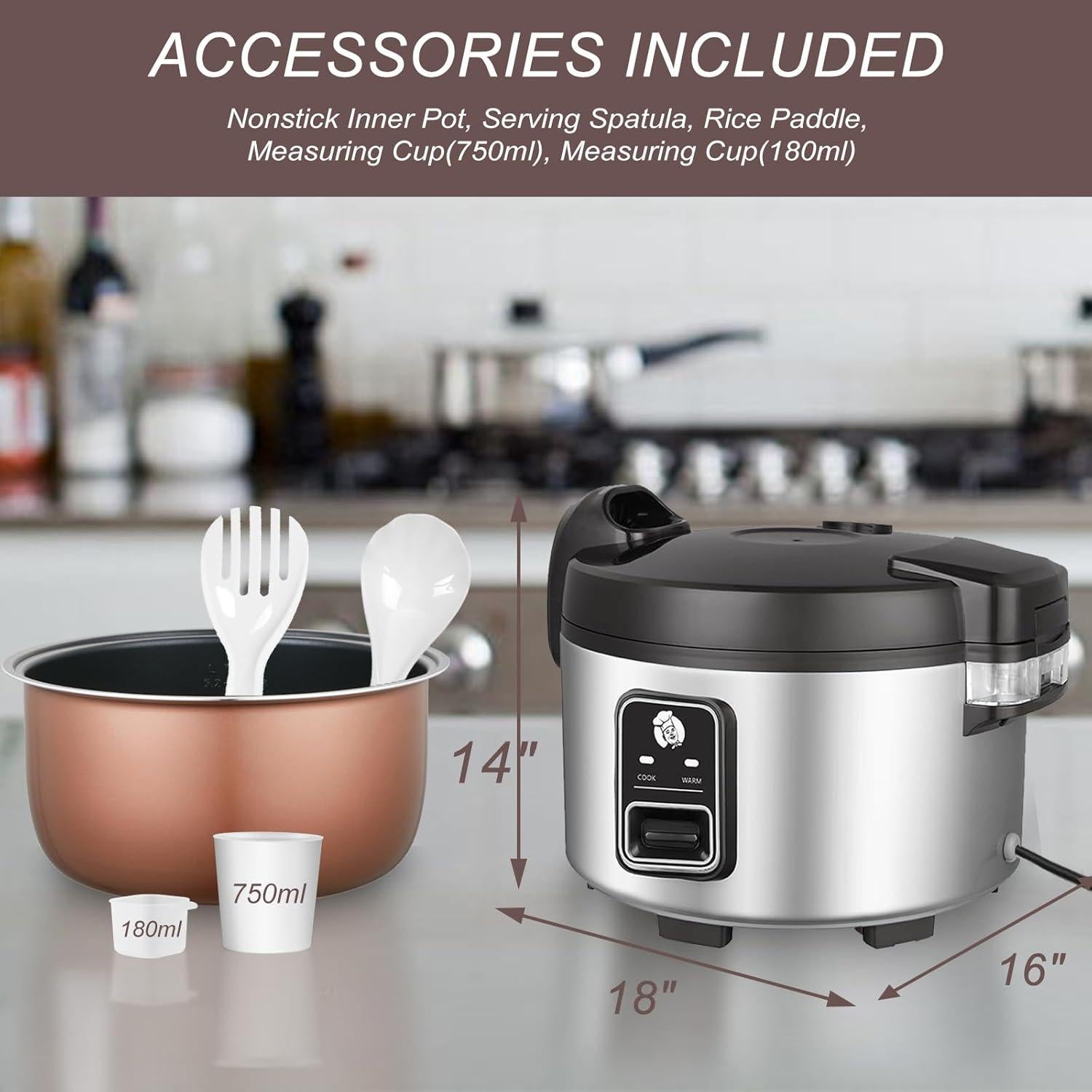 Cocedor de Arroz Comercial DAZITN 13L 60 Tazas Cocido Automático