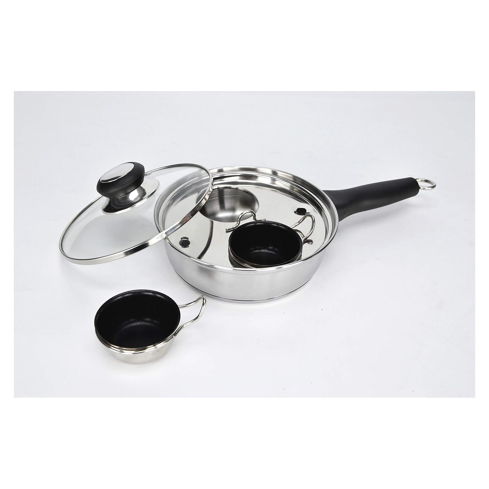 Olla Escalfadora de Huevos RUNZI 2 Tazas Acero Inoxidable