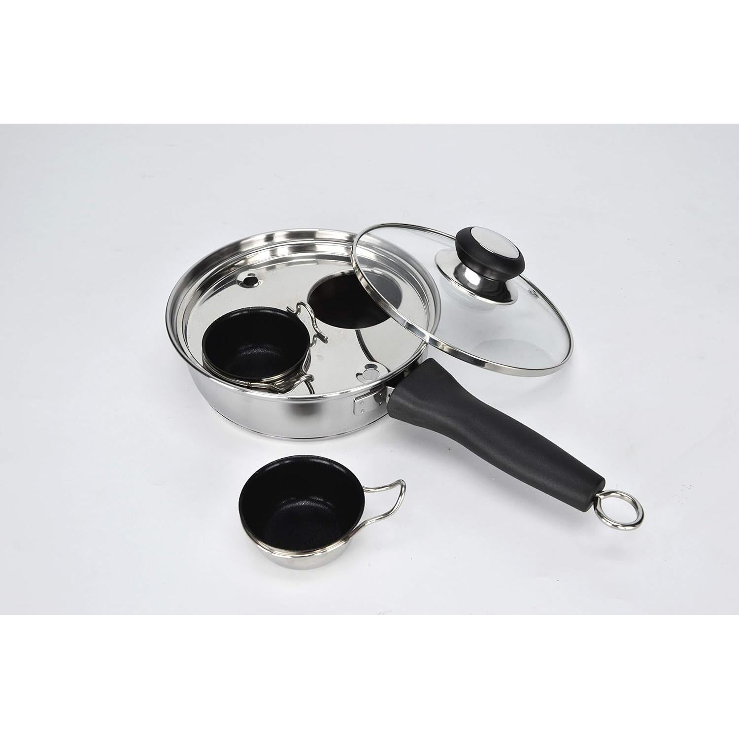 Olla Escalfadora de Huevos RUNZI 2 Tazas Acero Inoxidable