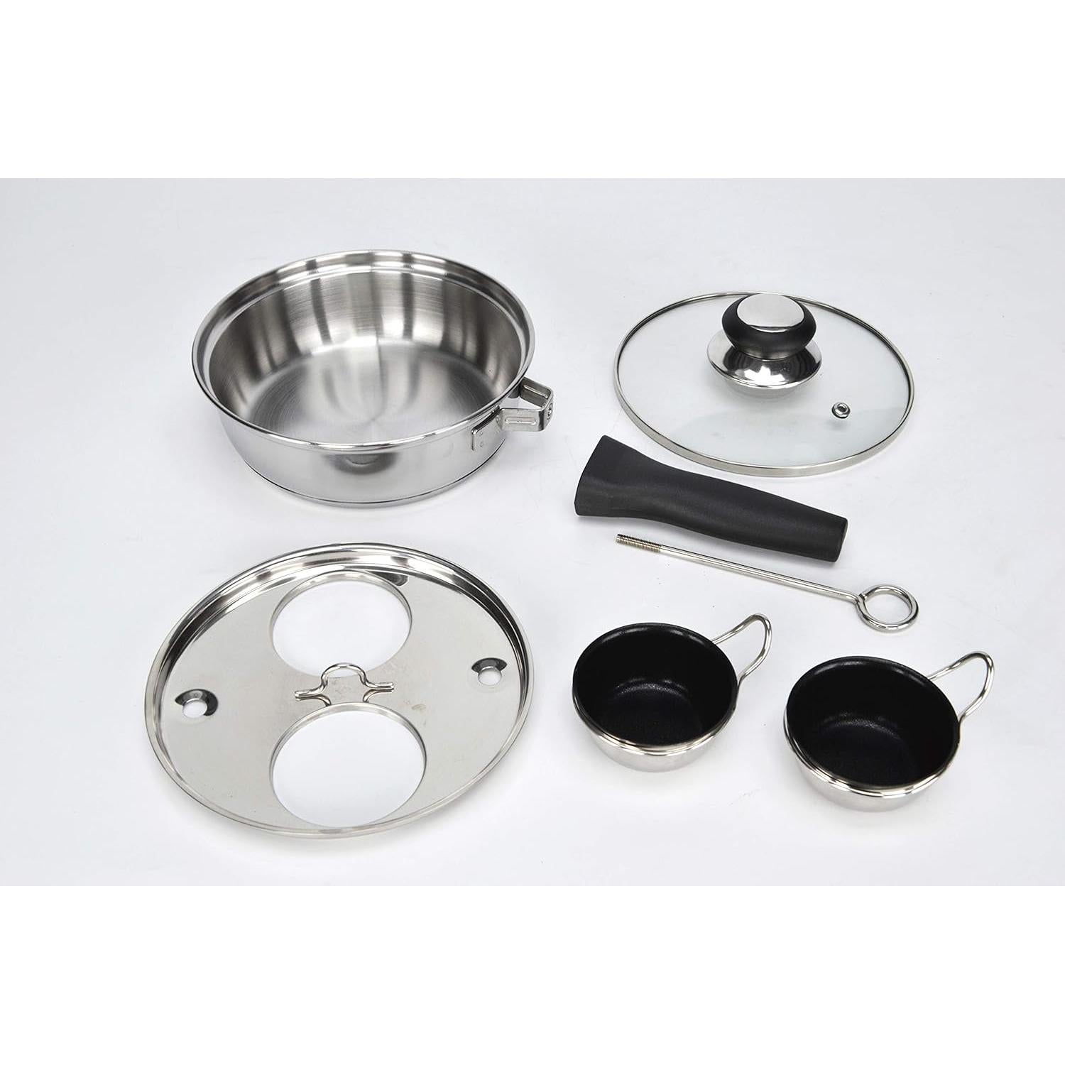 Olla Escalfadora de Huevos RUNZI 2 Tazas Acero Inoxidable