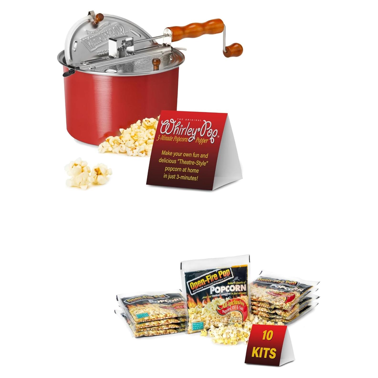 Fabricante de Palomitas Whirley-Pop Rojo + 10 Kits Wabash Valley