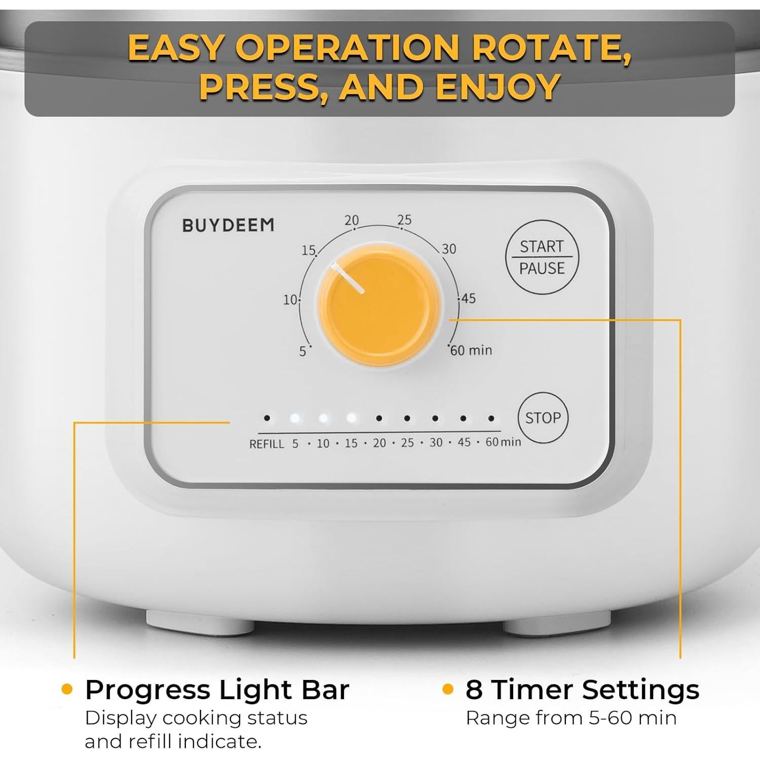Vaporera Eléctrica BUYDEEM G32 1.6QT Acero Inoxidable