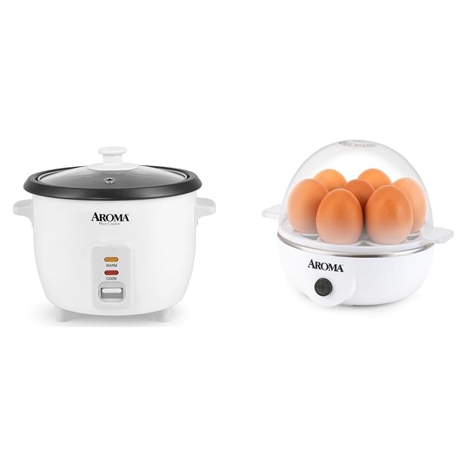 Cocedor de Arroz y Huevos AROMA 6 Tazas + Vaporizador 7 Huevos