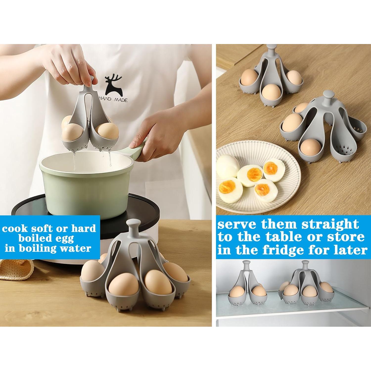 Cocedor de Huevos WIDVIH para 4 Huevos, Silicona Antideslizante