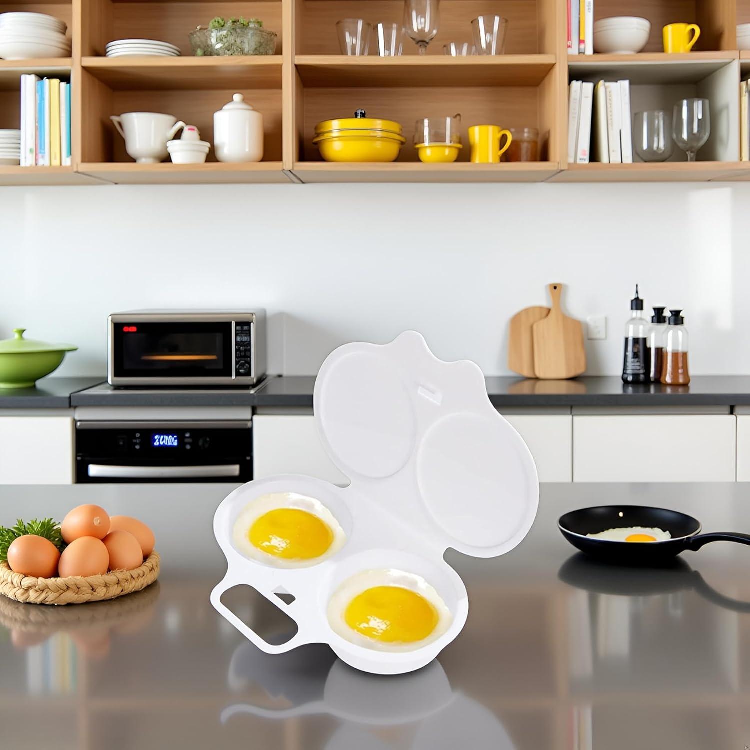 Poachador de Huevos Microondas Qintreesify 2 Cavidades Antiadherente