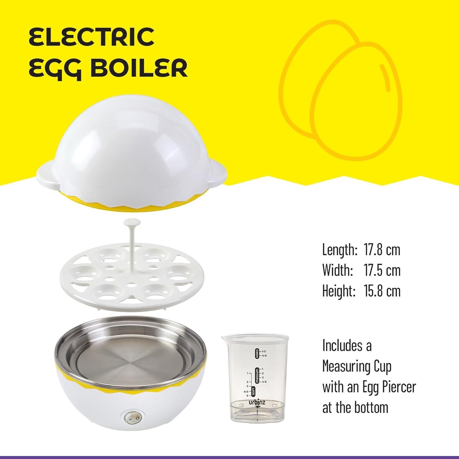 Hervidor de Huevos Eléctrico Mini URBINZ - Cocina 6 Huevos