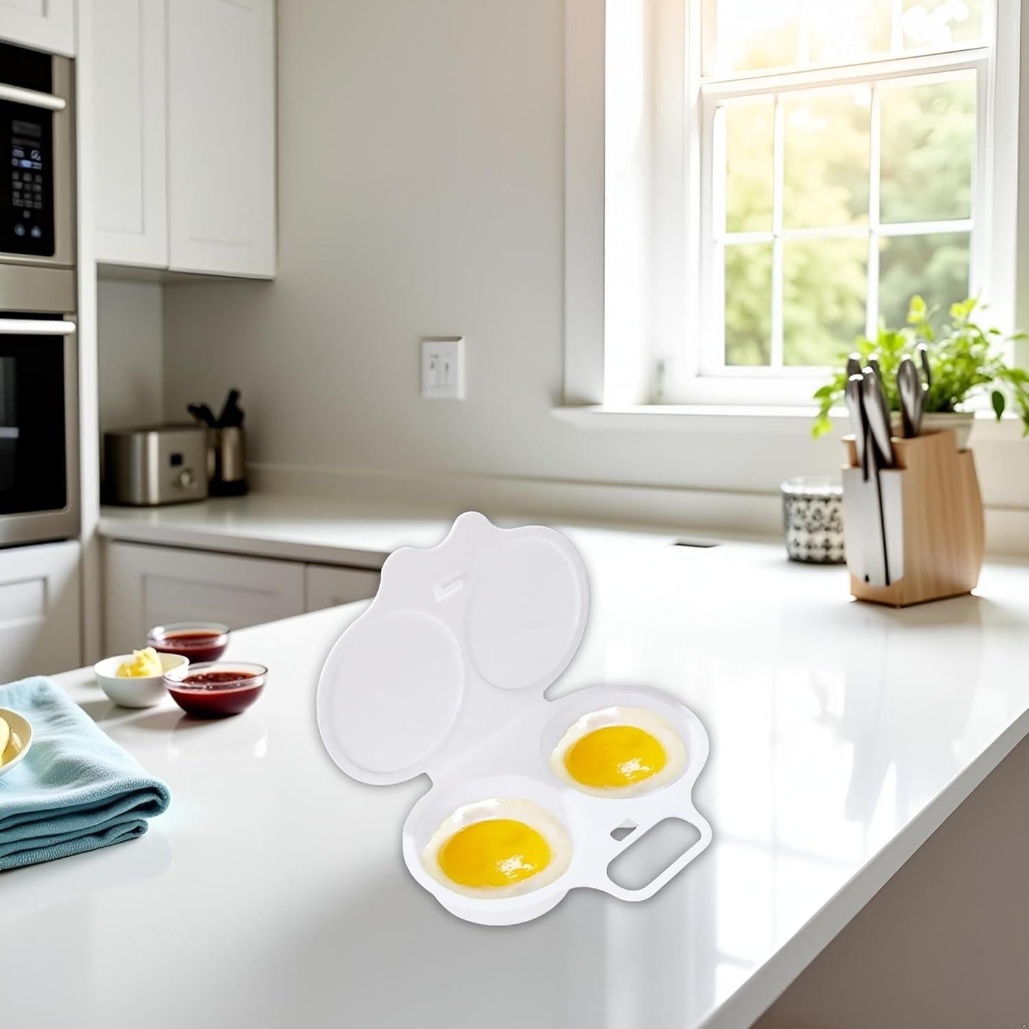 Poachador de Huevos Antiadherente Czhotg Doble Cavidad Microondas