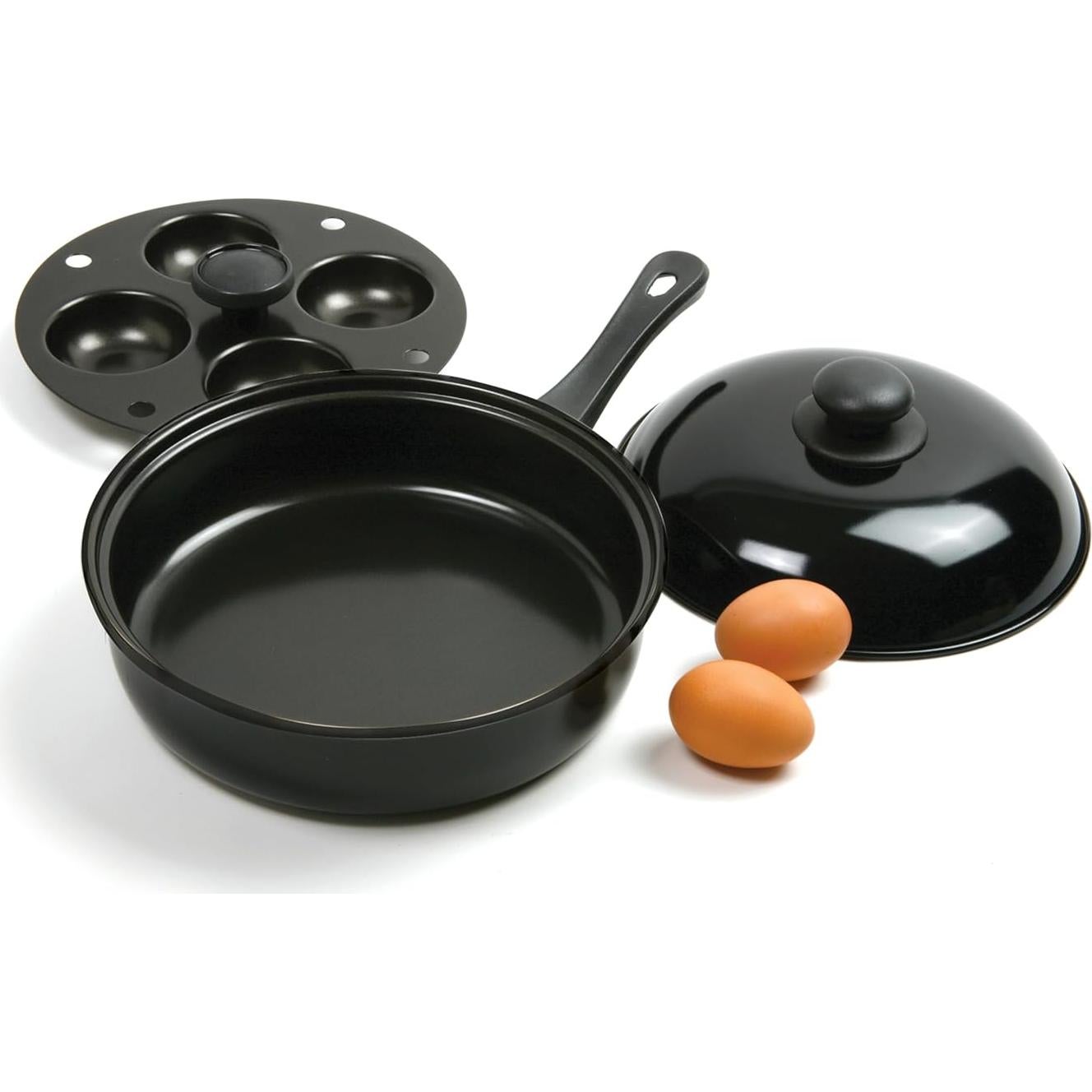 Sartén para Pochar Huevos Norpro 24 cm Antiadherente 4 Huevos