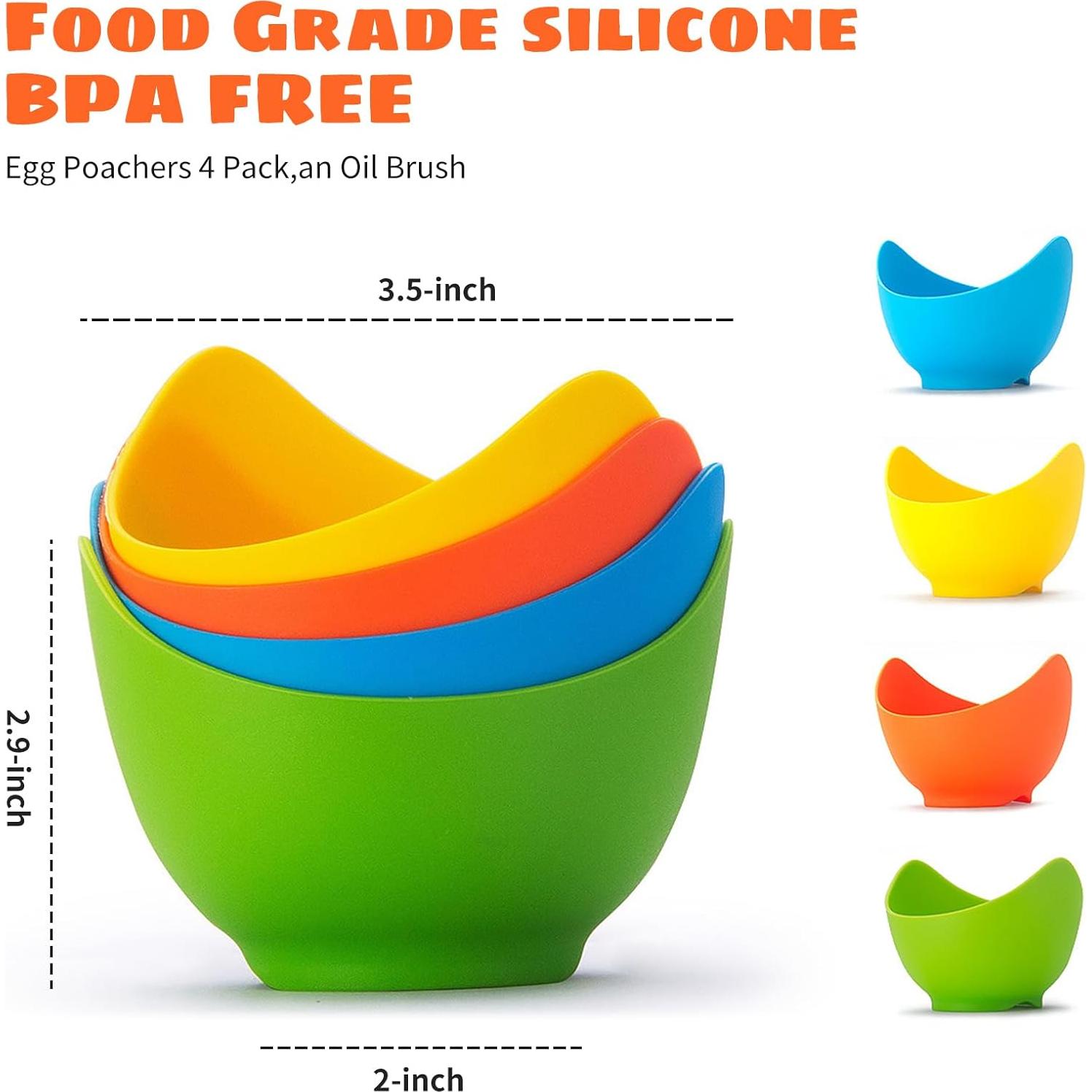 Escalfador de Huevos de Silicona LTWQLing - Paquete de 4, Antiadherente