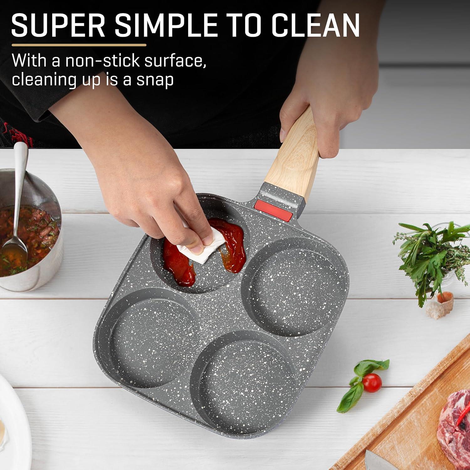 Sartén para Huevos de 4 Tazas MyLifeUNIT Antiadherente con Tapa