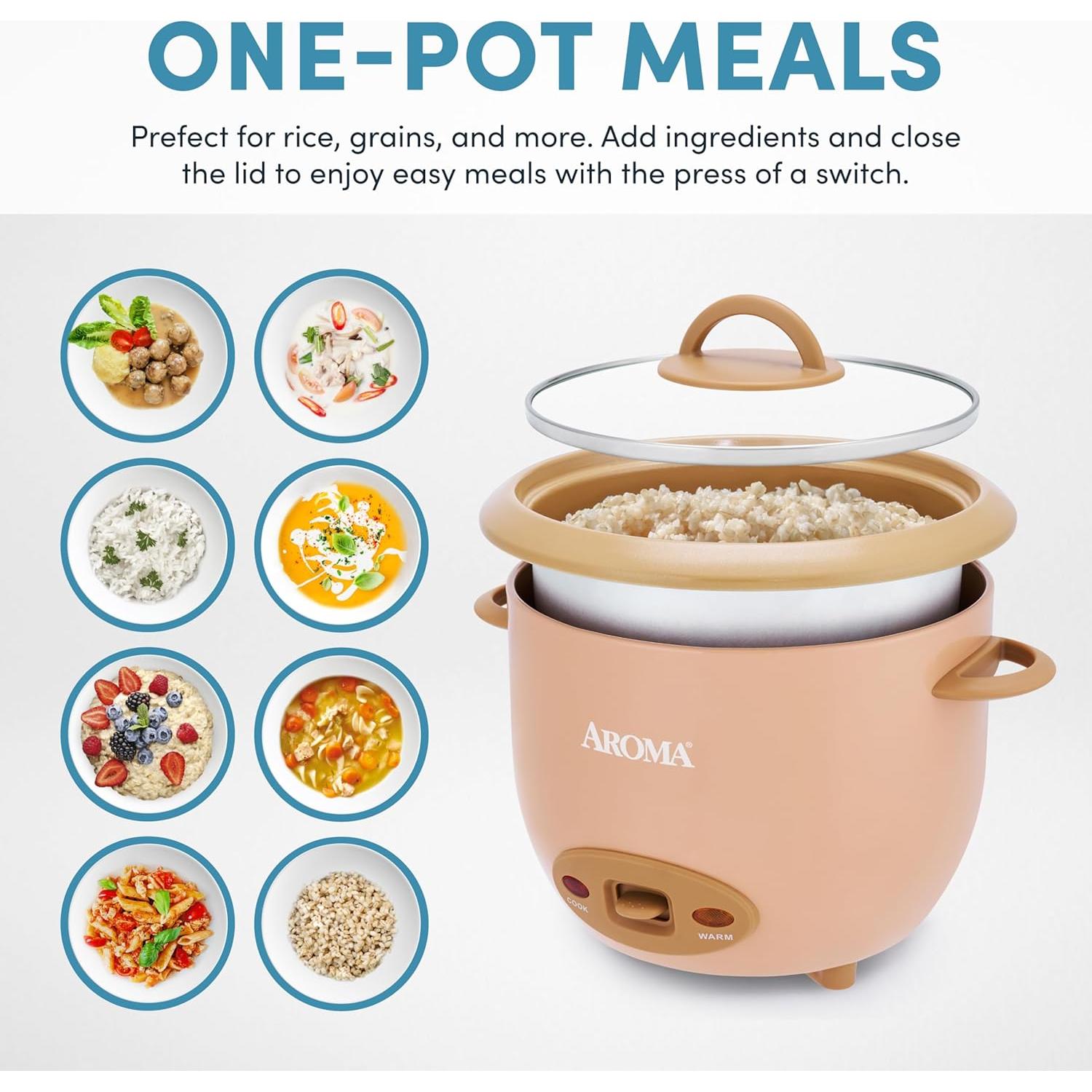 Olla de Arroz Eléctrica Aroma 6 Tazas Terracota 1.5L