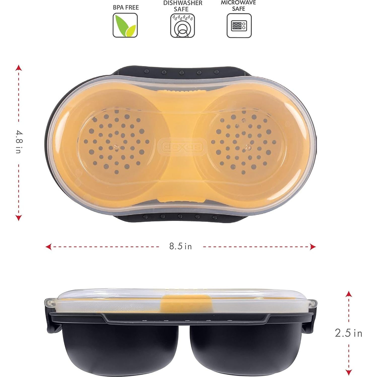 Cocinador de Huevos Dexas Duo Microondas 2 en 1 Libre BPA