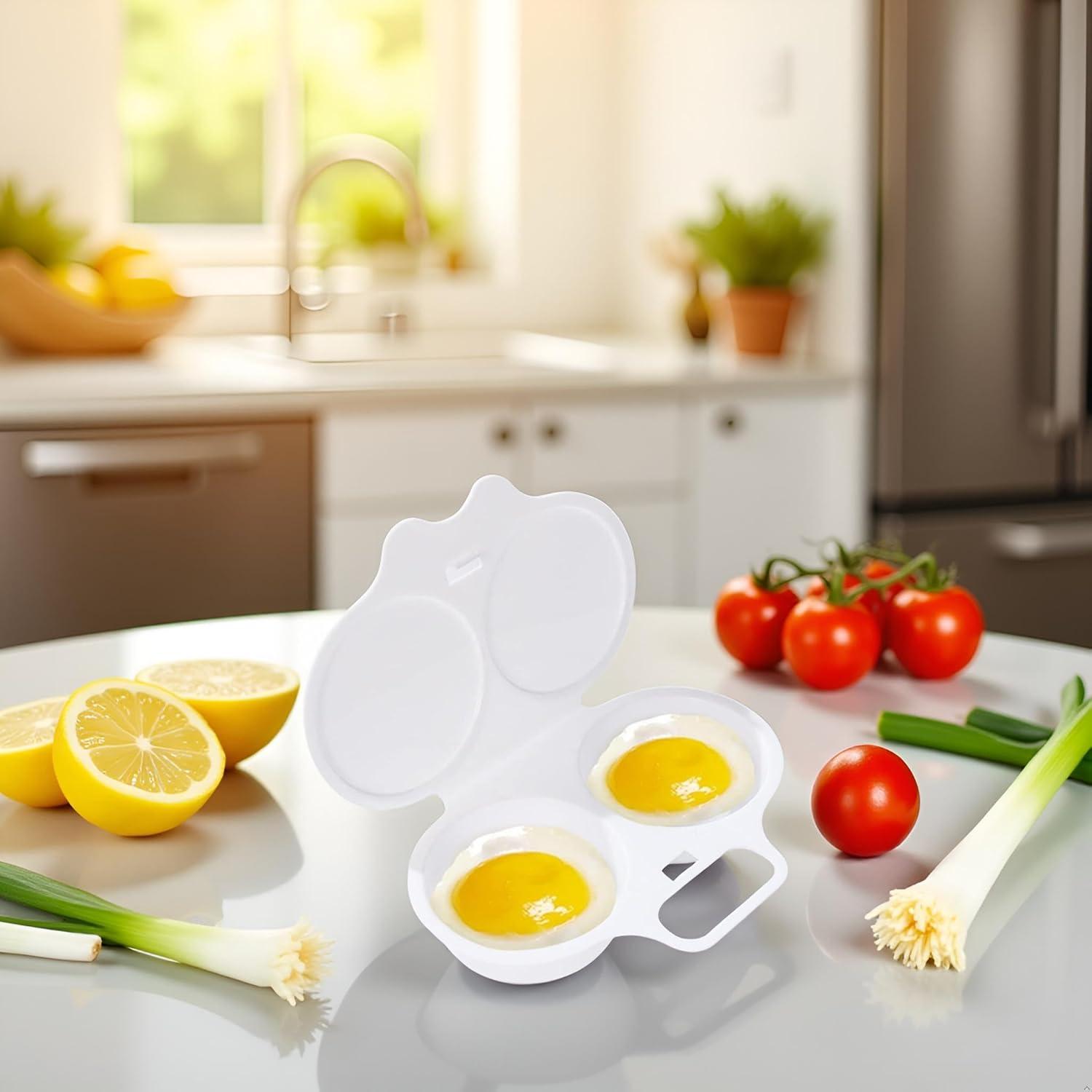 Poachador de Huevos WLngtv Antiadherente 2 Cavidades Microondas