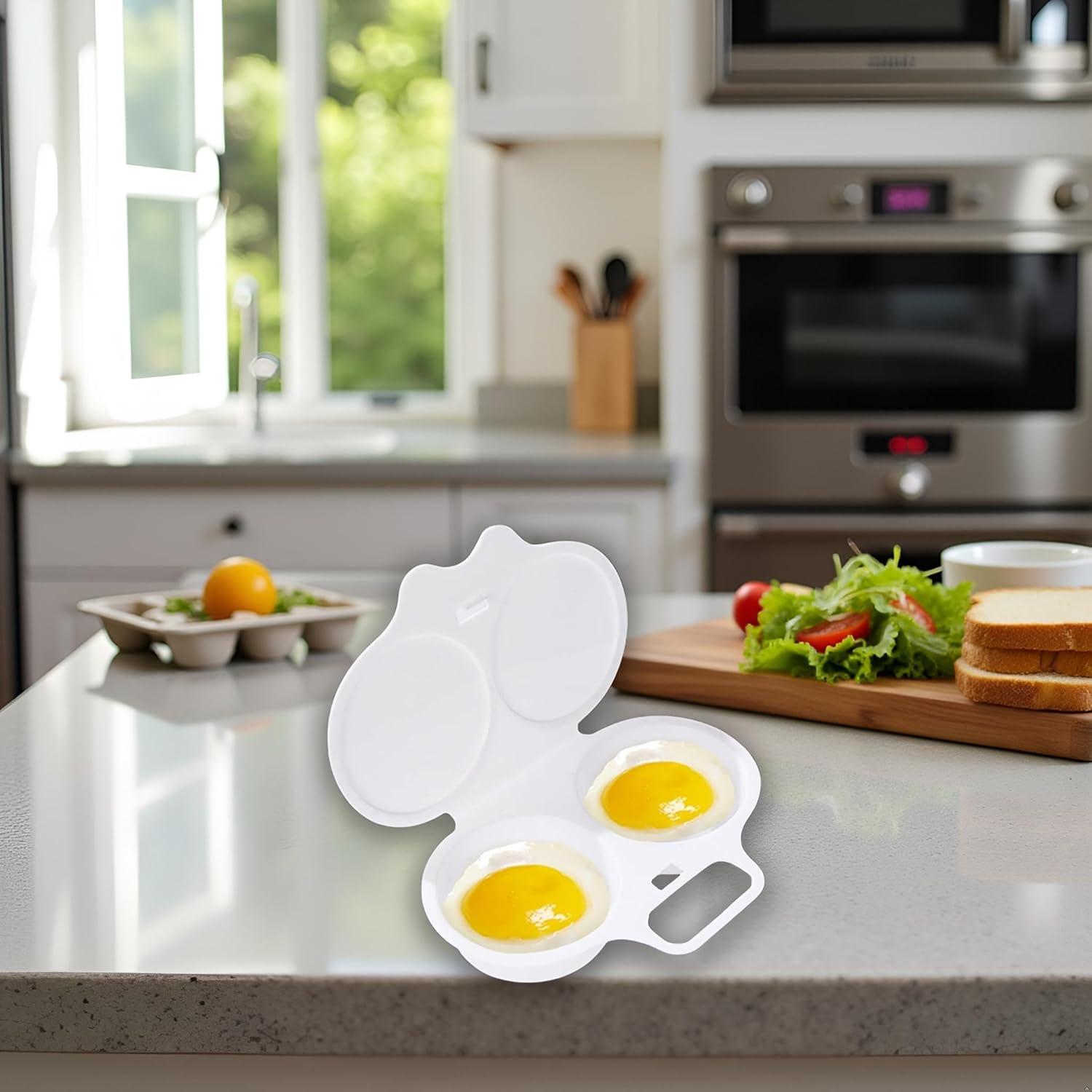 Poachador de Huevos WLngtv Antiadherente 2 Cavidades Microondas