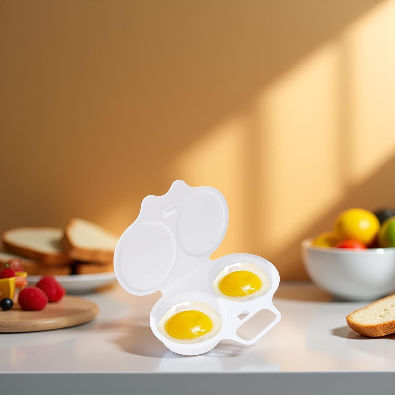 Poachador de Huevos WLngtv Antiadherente 2 Cavidades Microondas