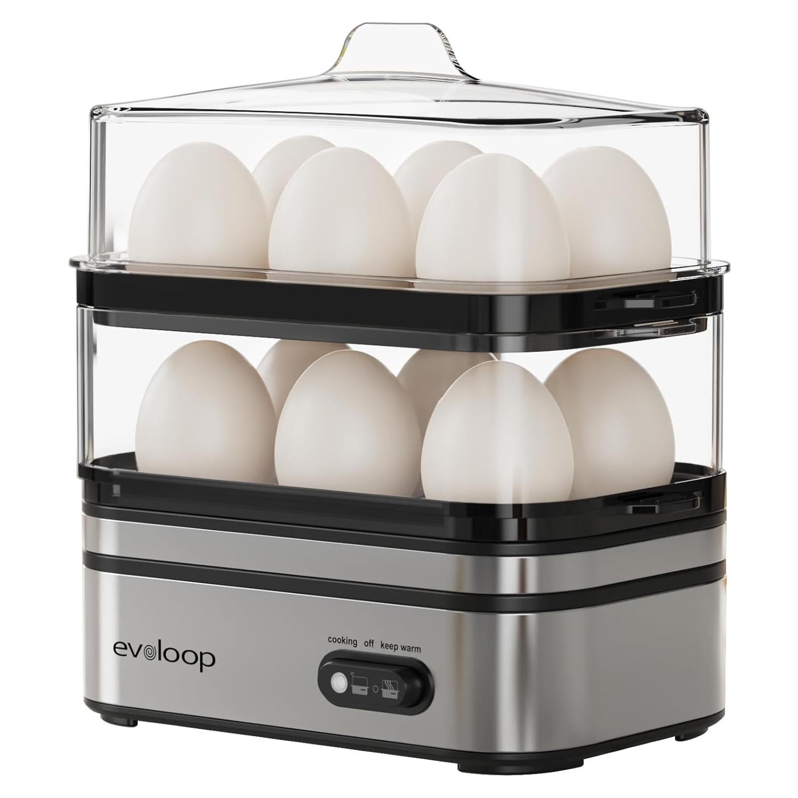 Cocinador de Huevos Eléctrico Evoloop 12 Huevos Acero Inoxidable