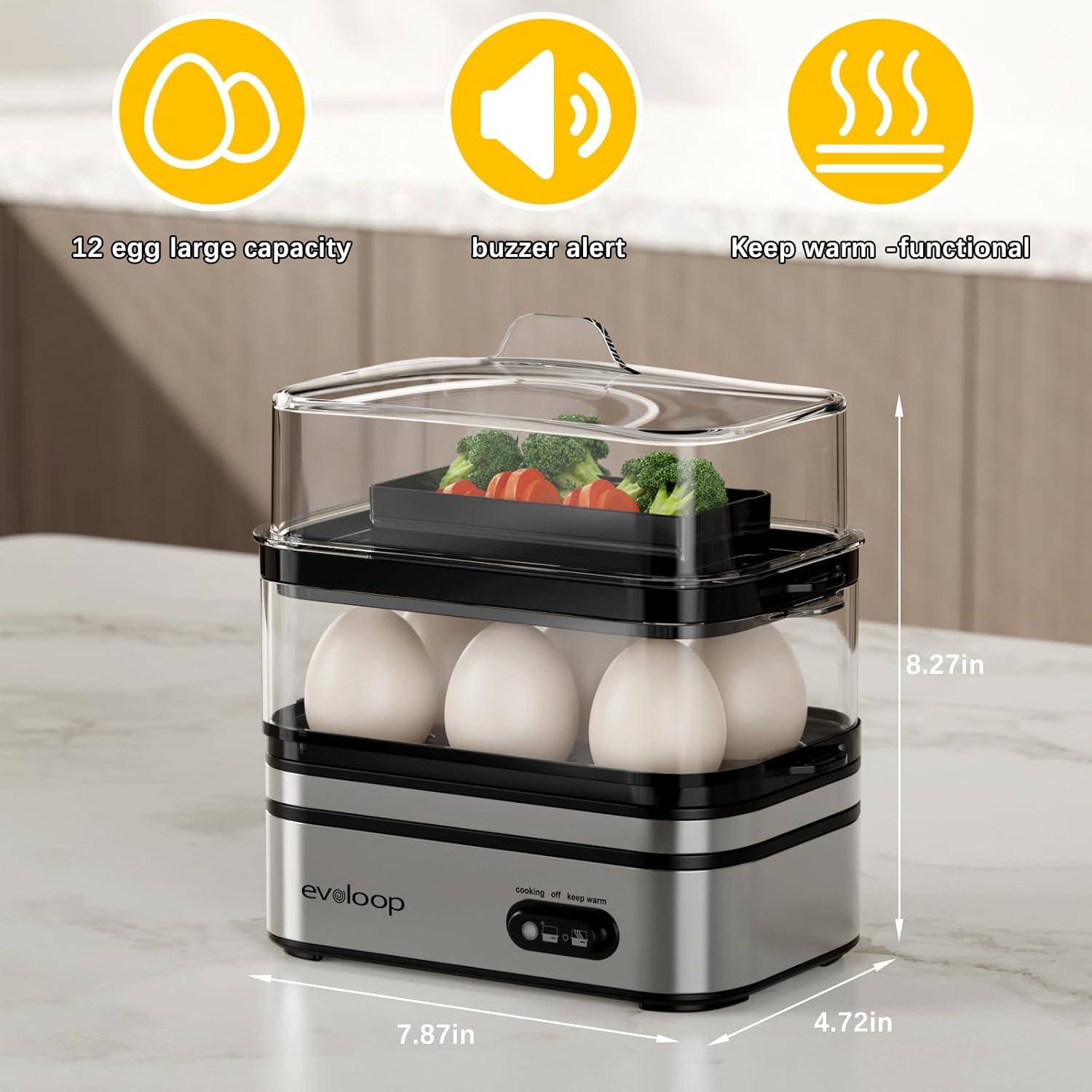 Cocinador de Huevos Eléctrico Evoloop 12 Huevos Acero Inoxidable