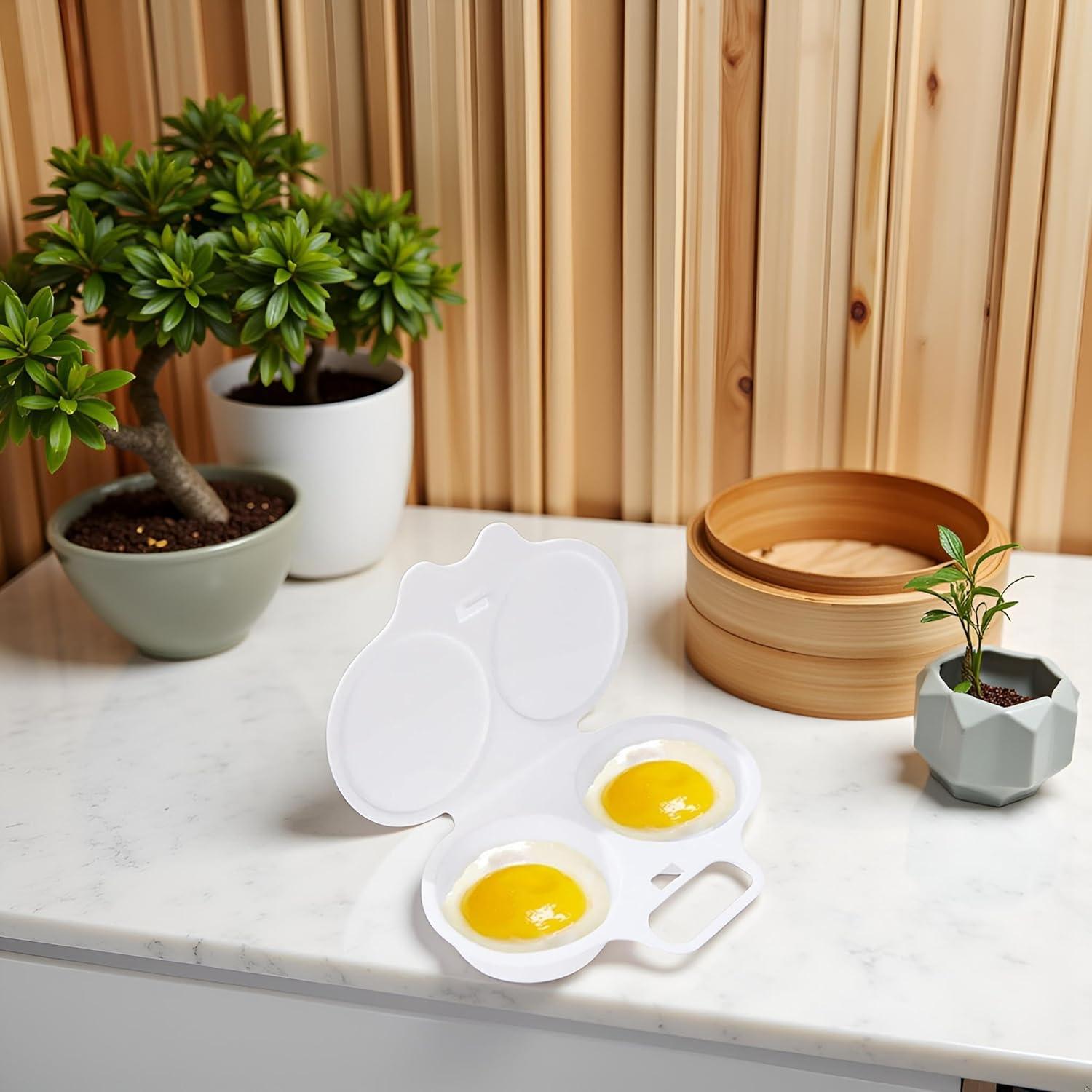 Poachador de Huevos de Microondas YuanHolumid 2 Cavidades Antiadherente