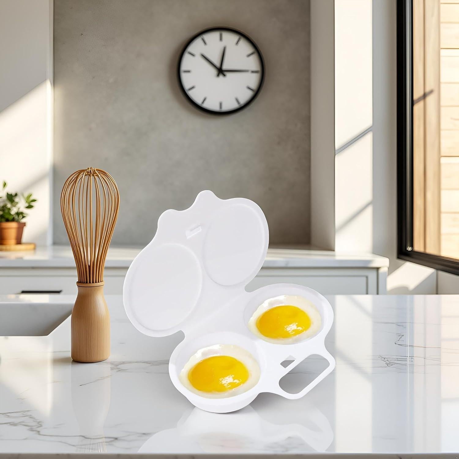 Poachador de Huevos de Microondas YuanHolumid 2 Cavidades Antiadherente