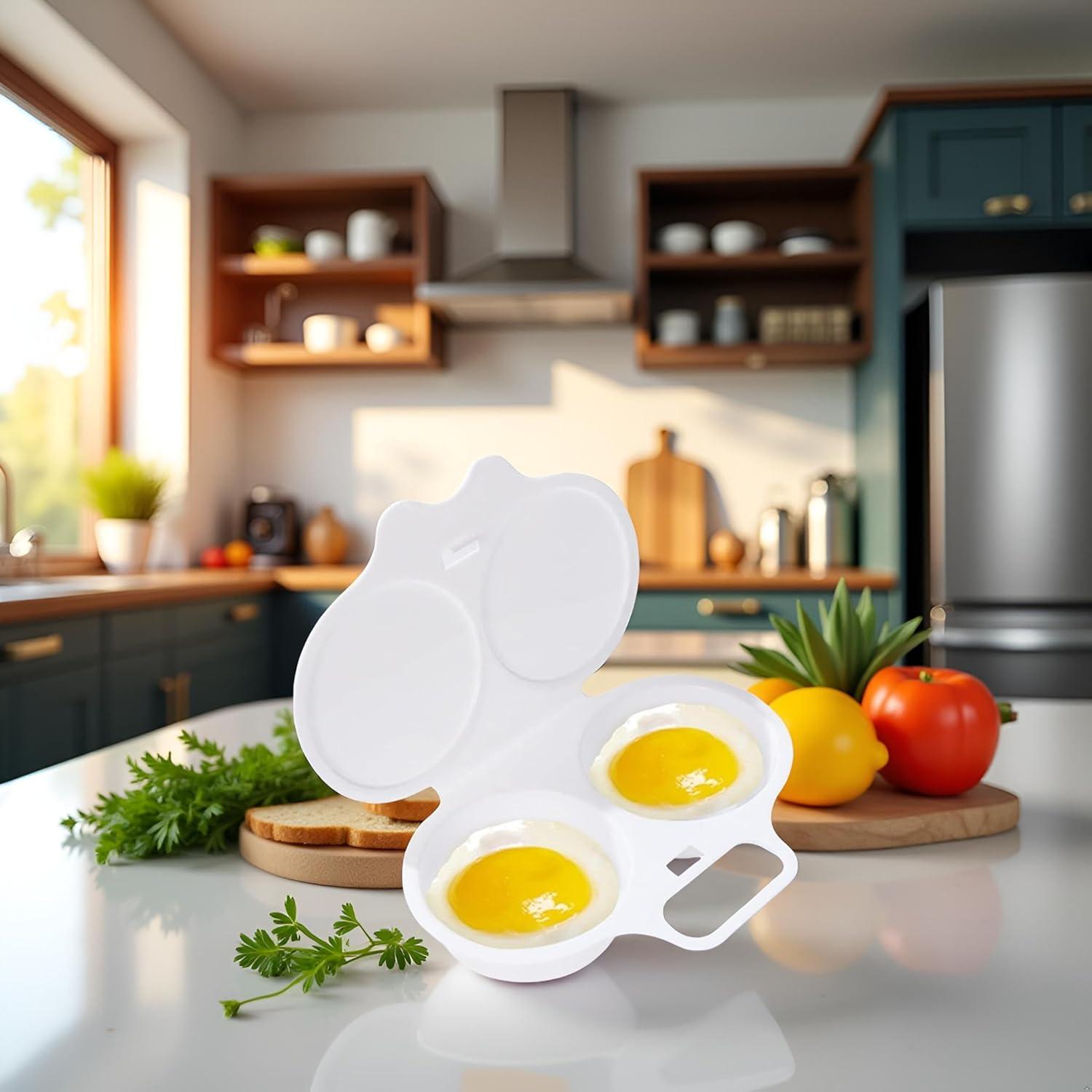 Poachador de Huevos de Microondas YuanHolumid 2 Cavidades Antiadherente