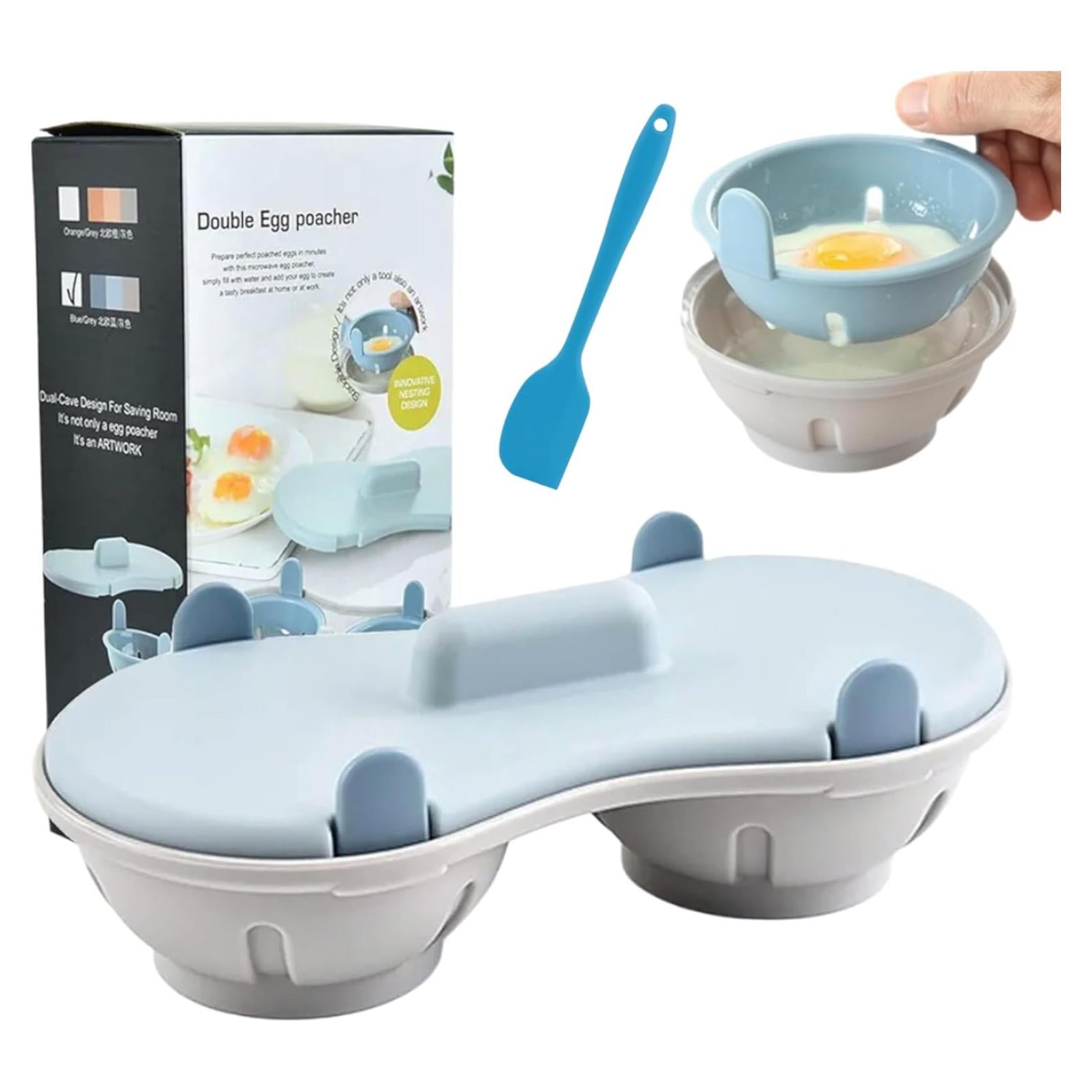 Cocinador de Huevos de Microondas NOOTAZ 2 Cavidades Azul Claro