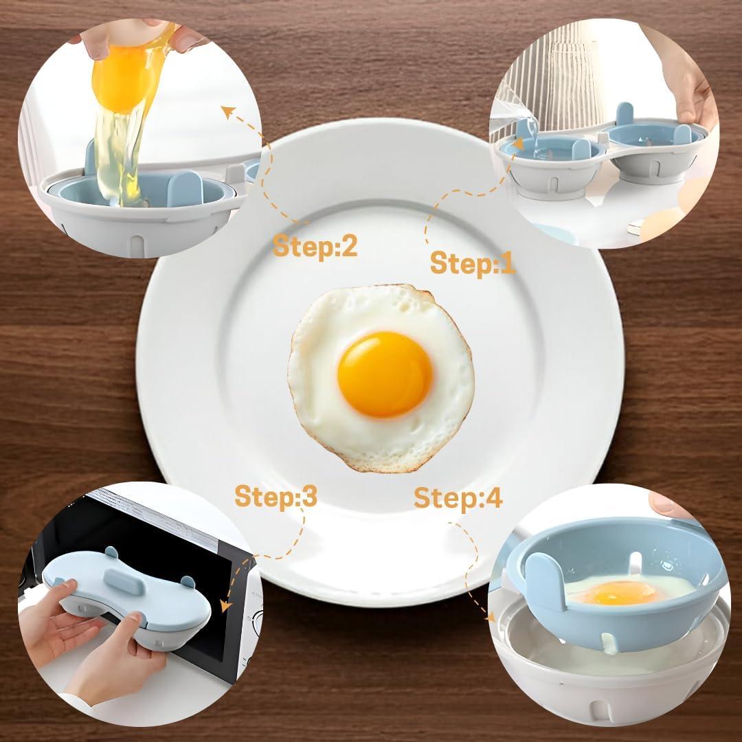 Cocinador de Huevos de Microondas NOOTAZ 2 Cavidades Azul Claro