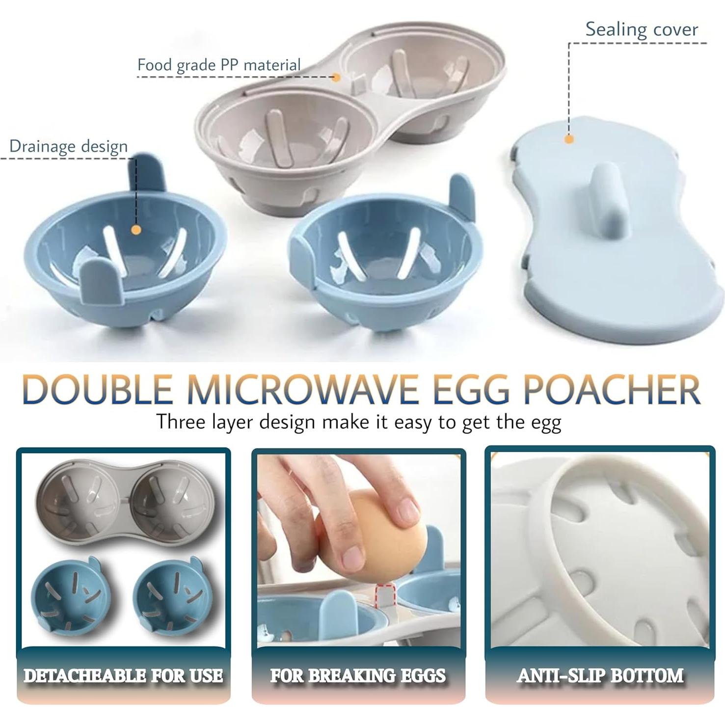 Cocinador de Huevos de Microondas NOOTAZ 2 Cavidades Azul Claro