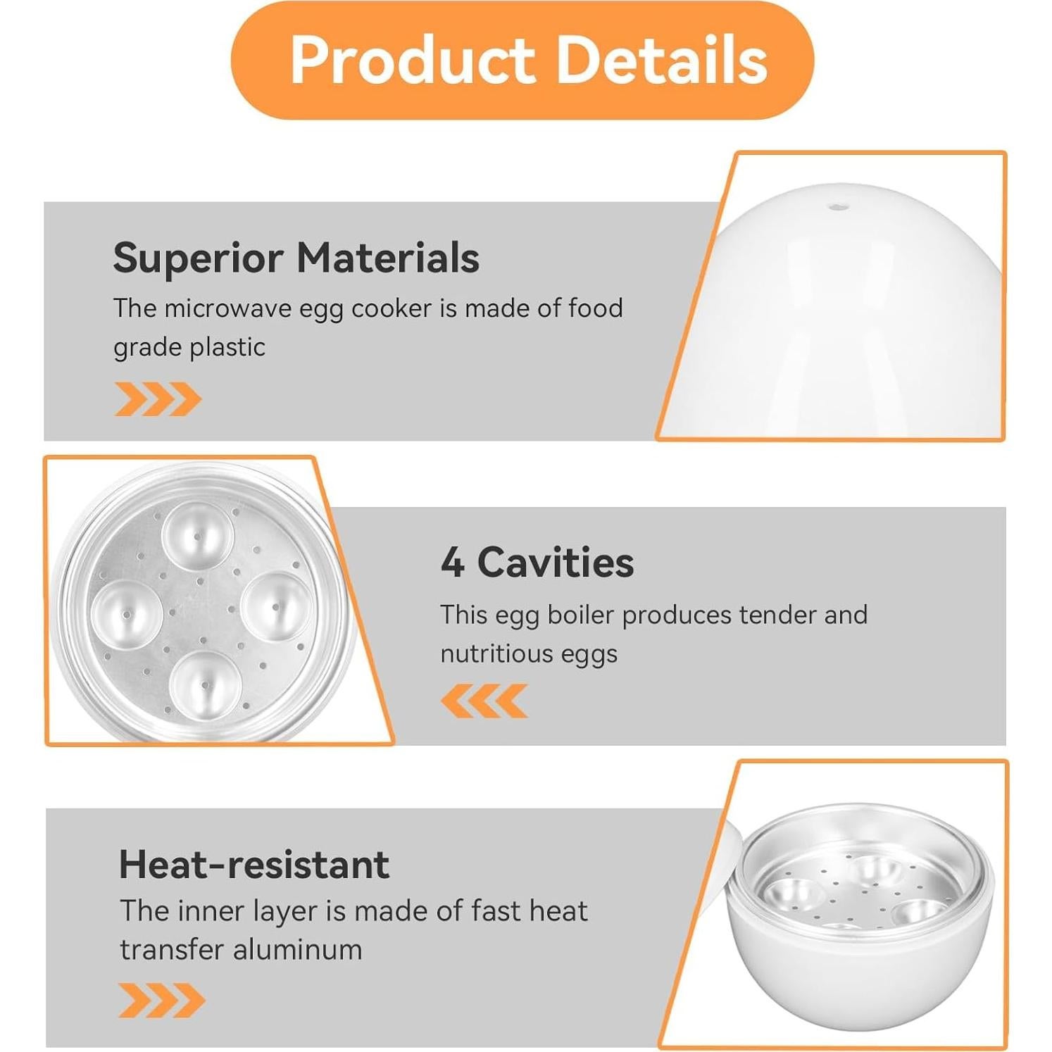 Cocinador de Huevos Duros Cyrank para Microondas 4 Huevos