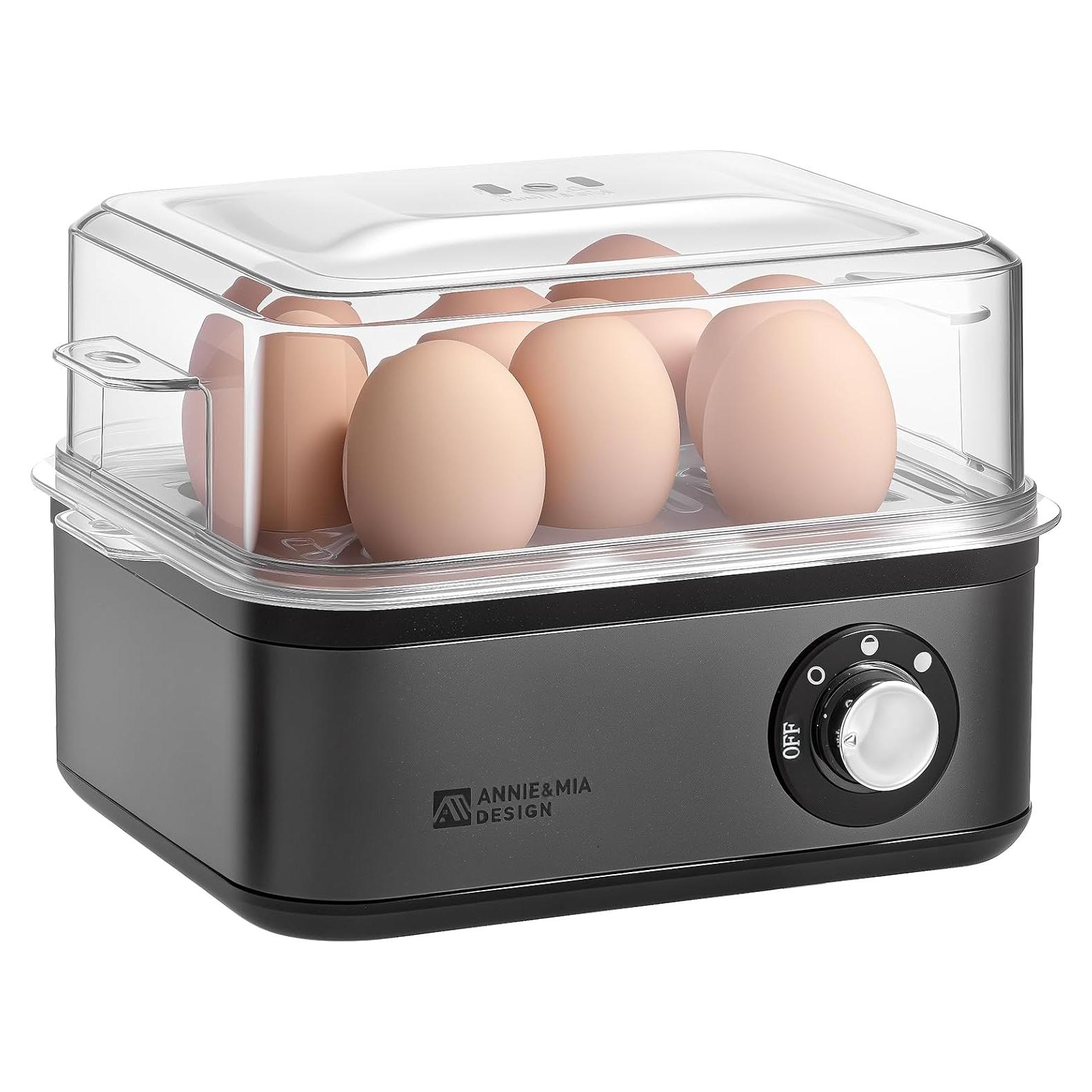 Hervidor de Huevos Eléctrico Annie & Mia, Acero Inoxidable, 8 Huevos