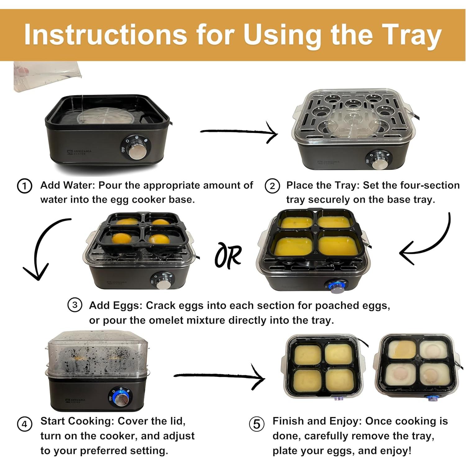 Hervidor de Huevos Eléctrico Annie & Mia, Acero Inoxidable, 8 Huevos