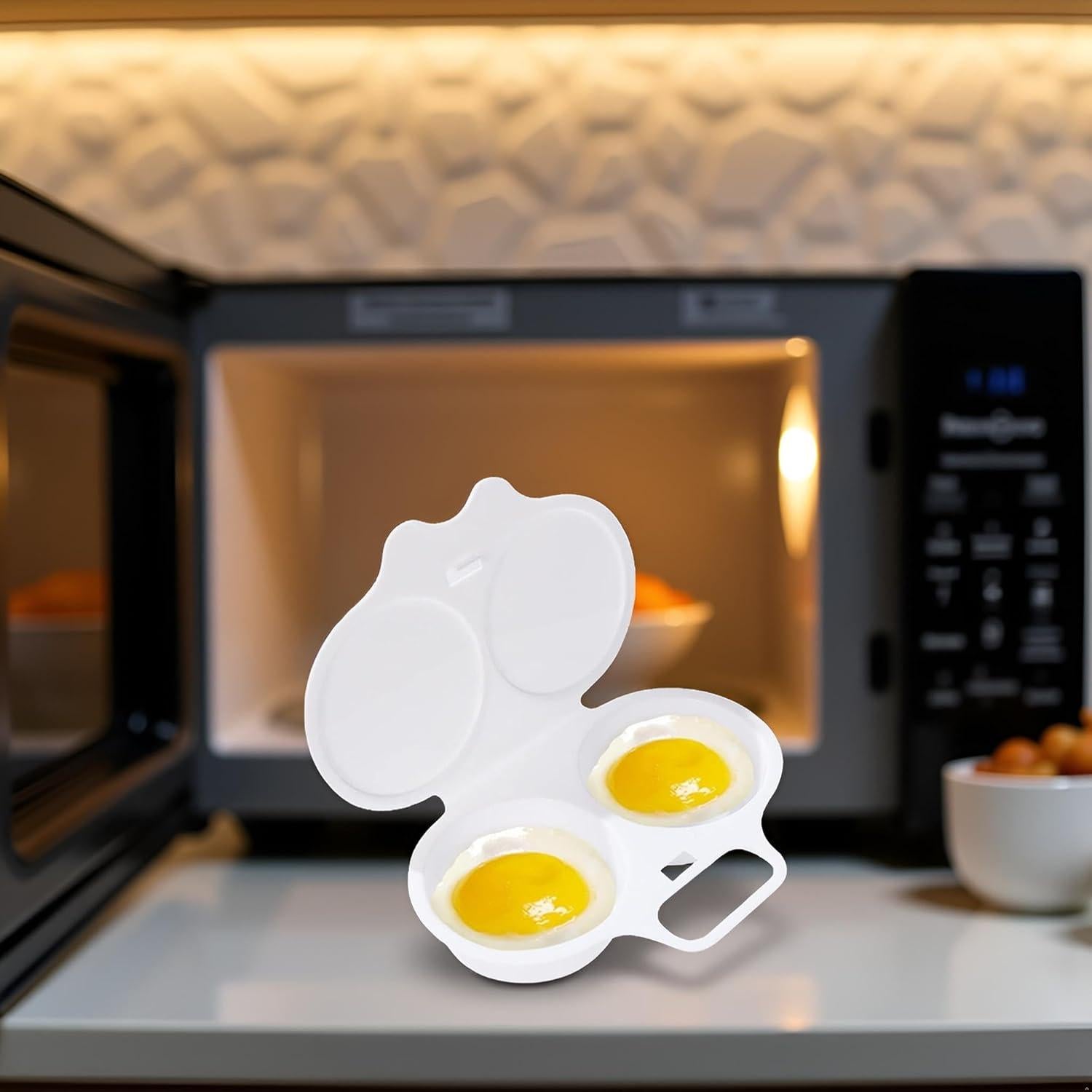 Cocinero de huevos pochés Zenarao 2 cavidades con tapa