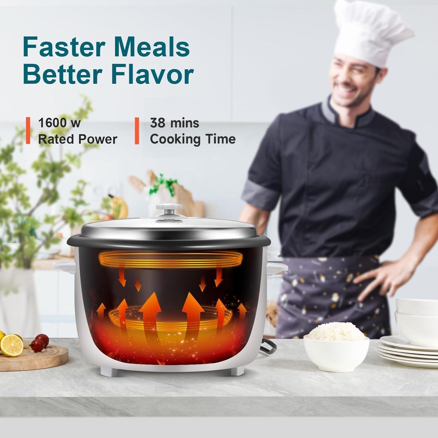 Cocedor de Arroz Moosum 30 Tazas 1600W con Modo Caliente