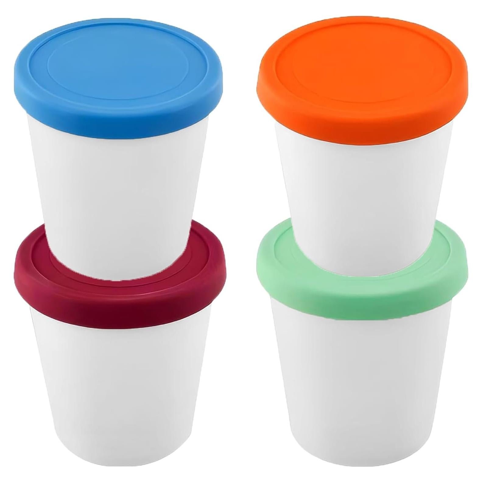 Set de 4 Contenedores de Helado YQMYXG 1 Litro con Tapas