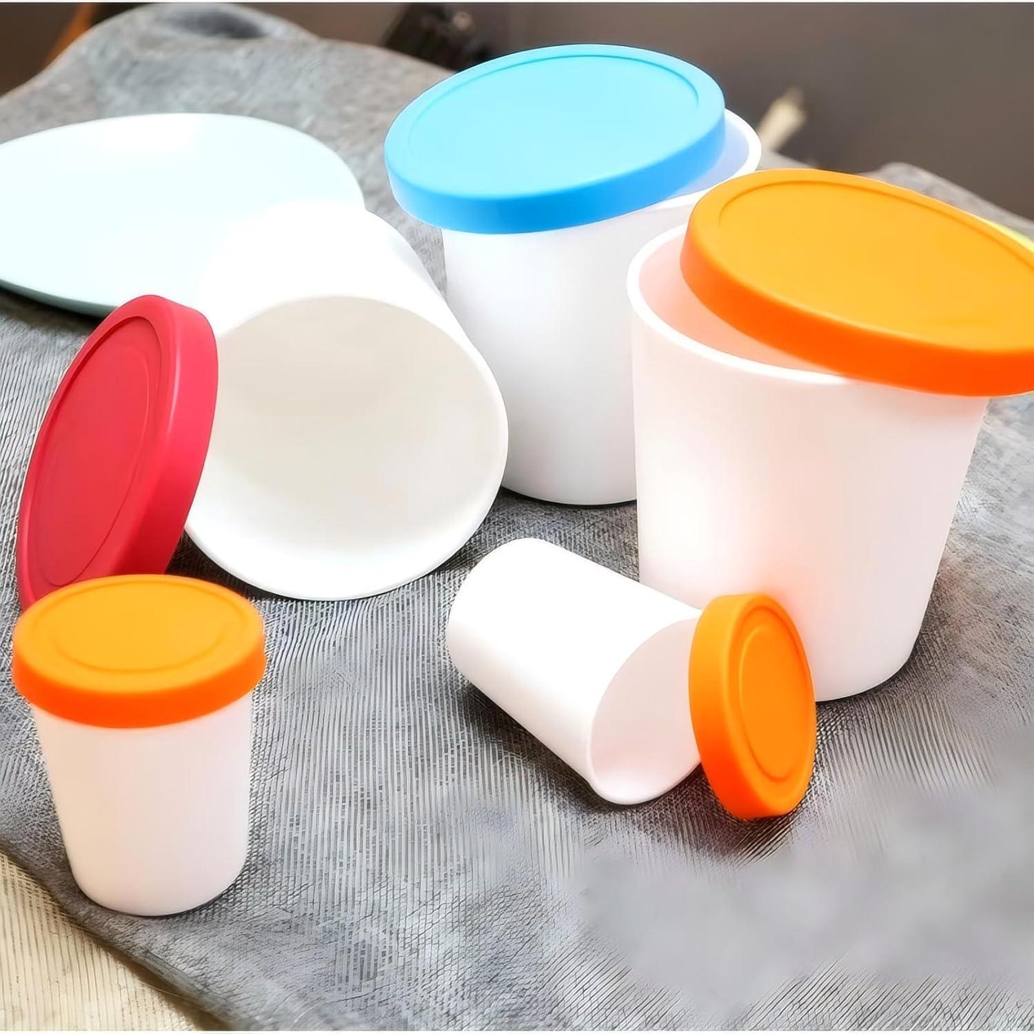 Set de 4 Contenedores de Helado YQMYXG 1 Litro con Tapas